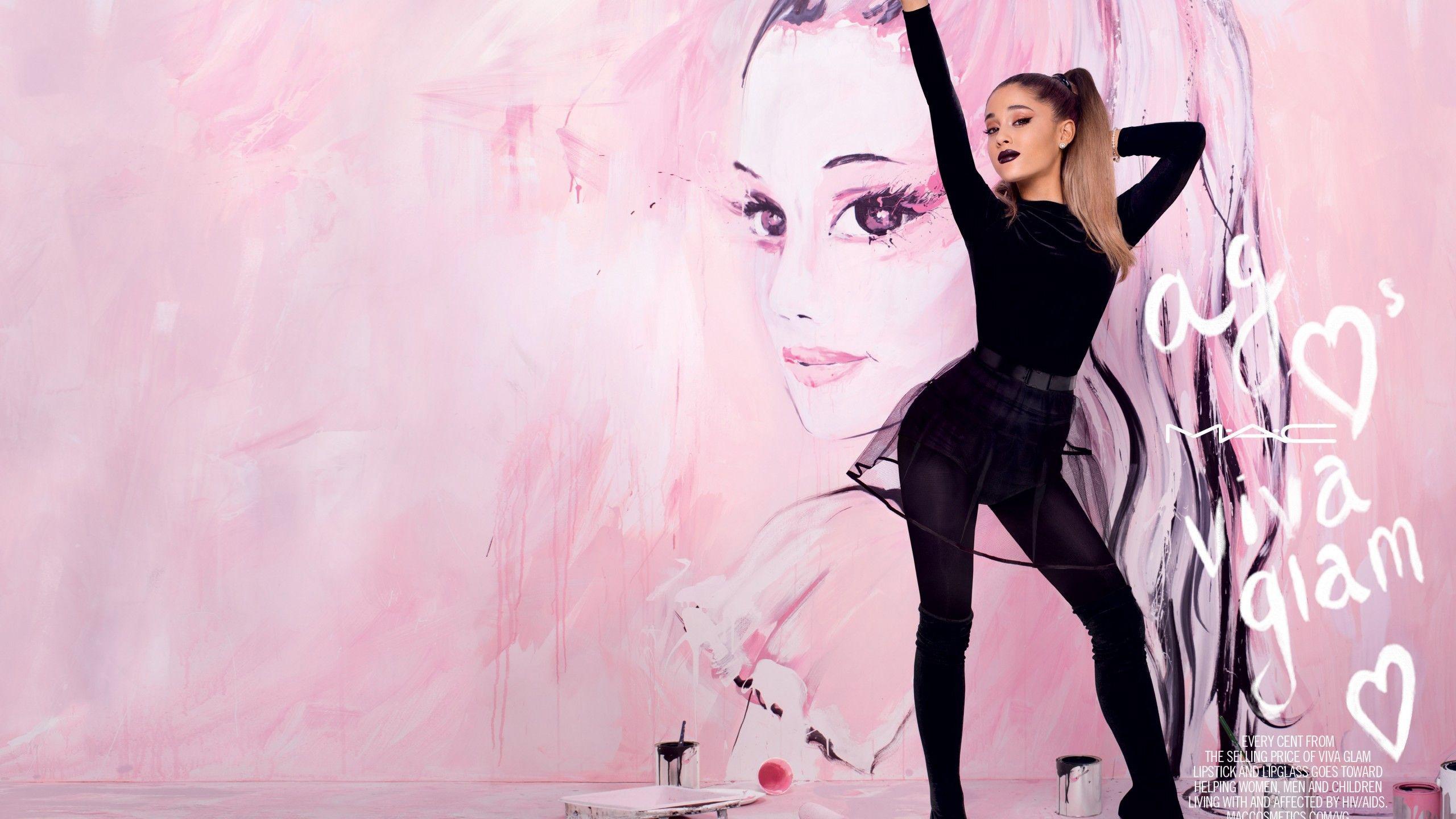 2560x1440 Wallpaper singer, ariana grande, with, black dress background