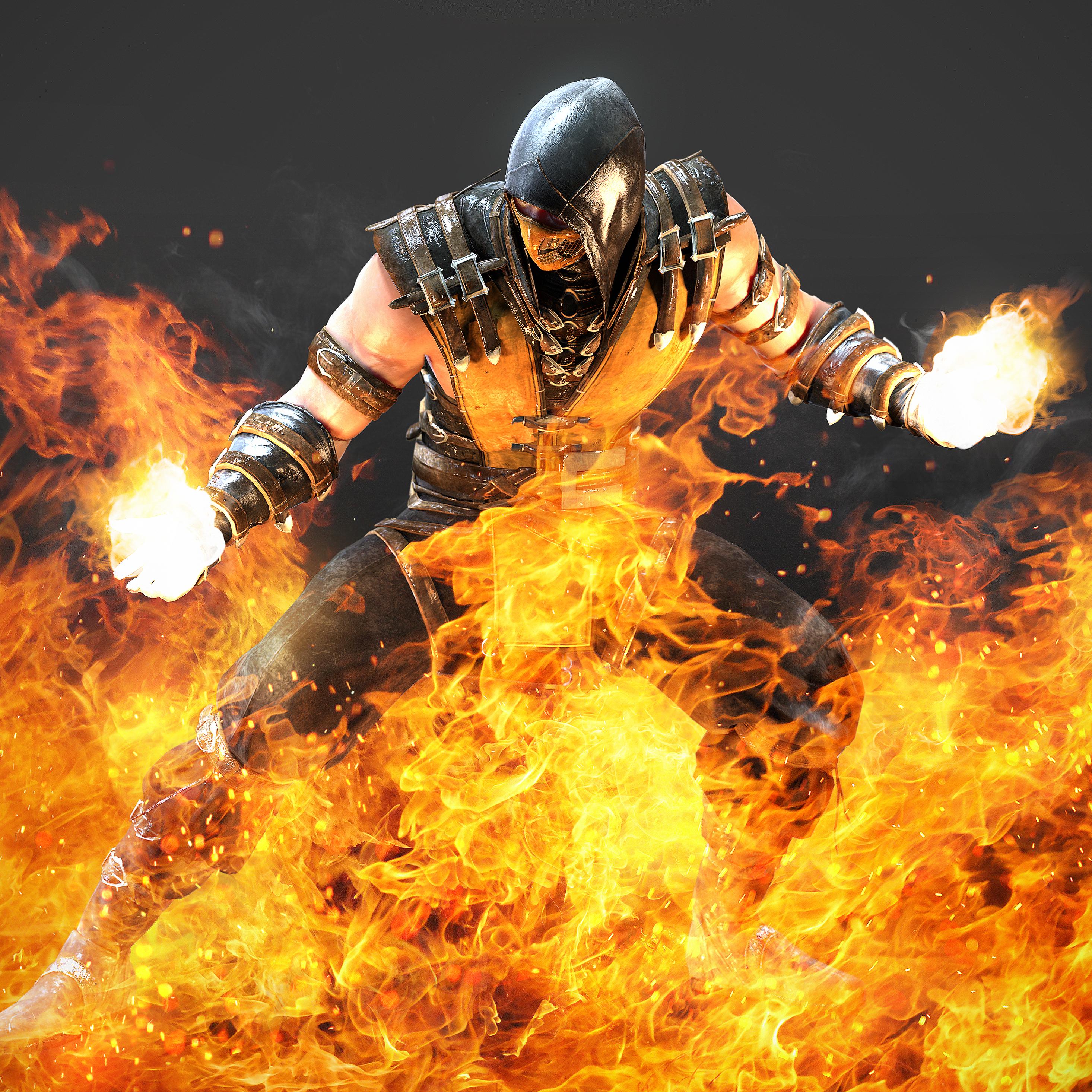 2932x2932 Hellfire Scorpion Mortal Kombat X 5k Artwork iPad Pro Retina Display HD 4k Wallpaper, Image, Background, Photo and Picture