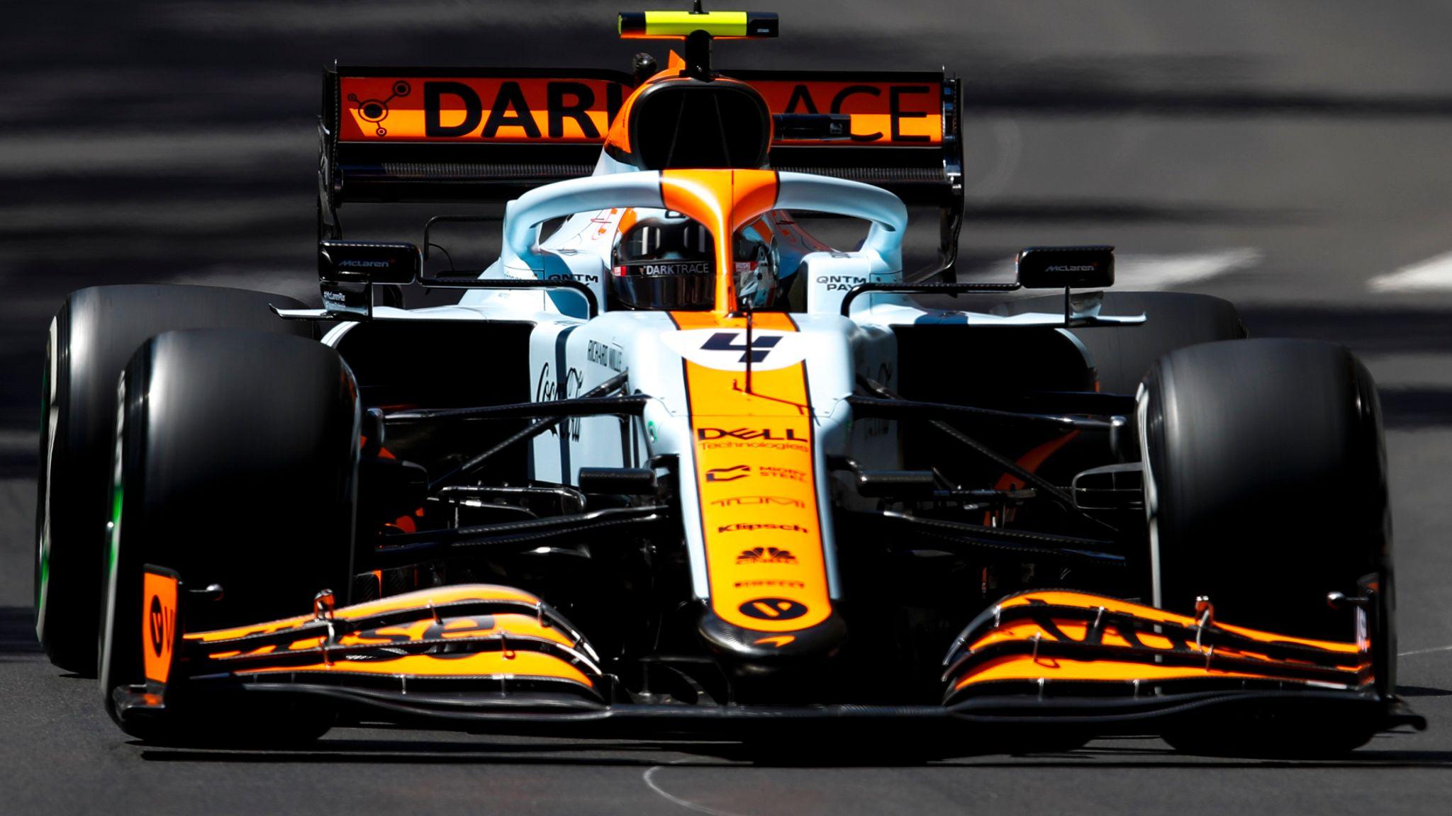 2048x1152 McLaren's stunning retro Gulf Oil livery appears for first time on track in Monaco GP practice
