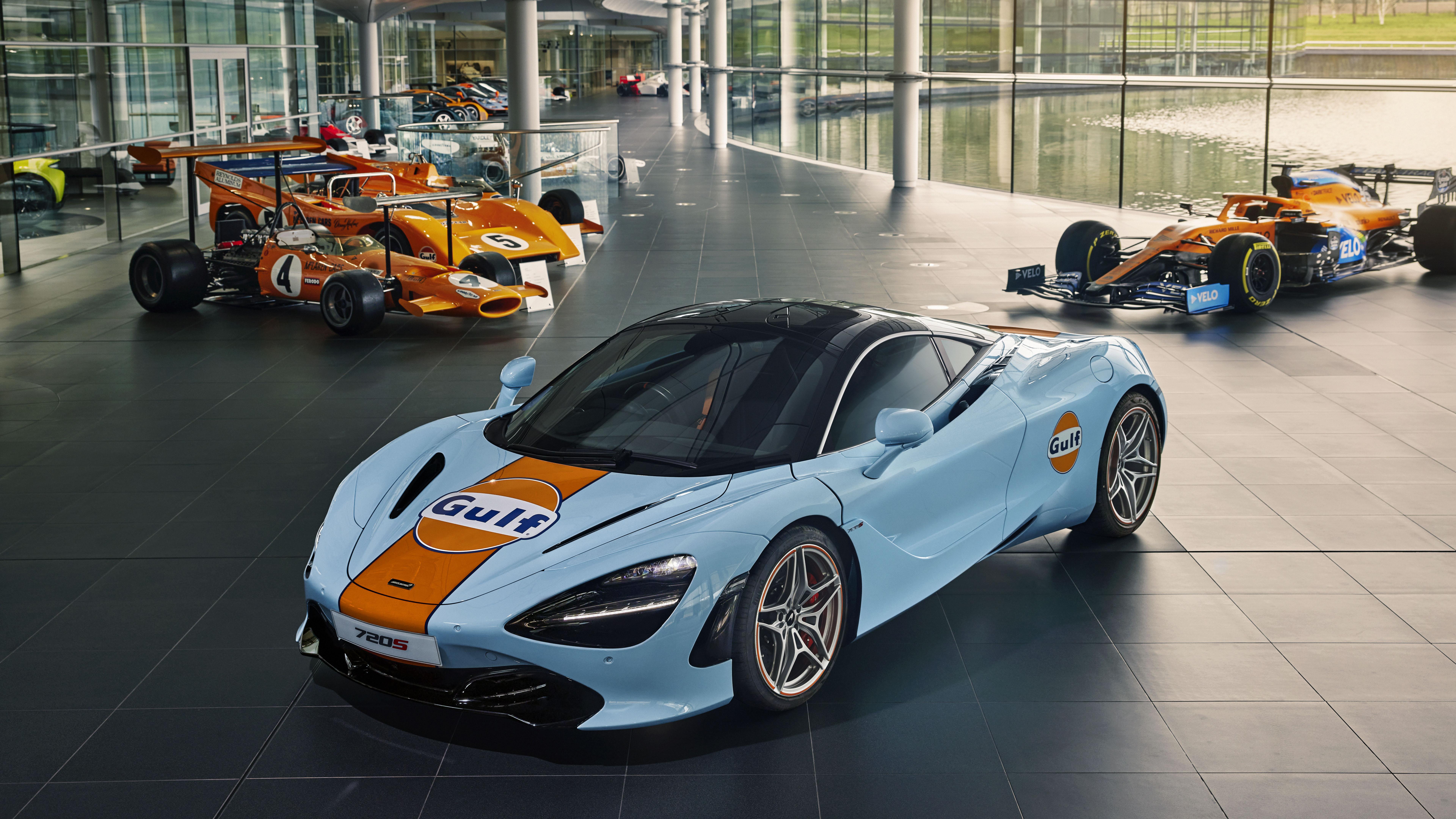 7680x4320 McLaren MSO 720S Coupé Gulf Oil Livery 2021 4K 8K Wallpaper. HD Car Wallpaper