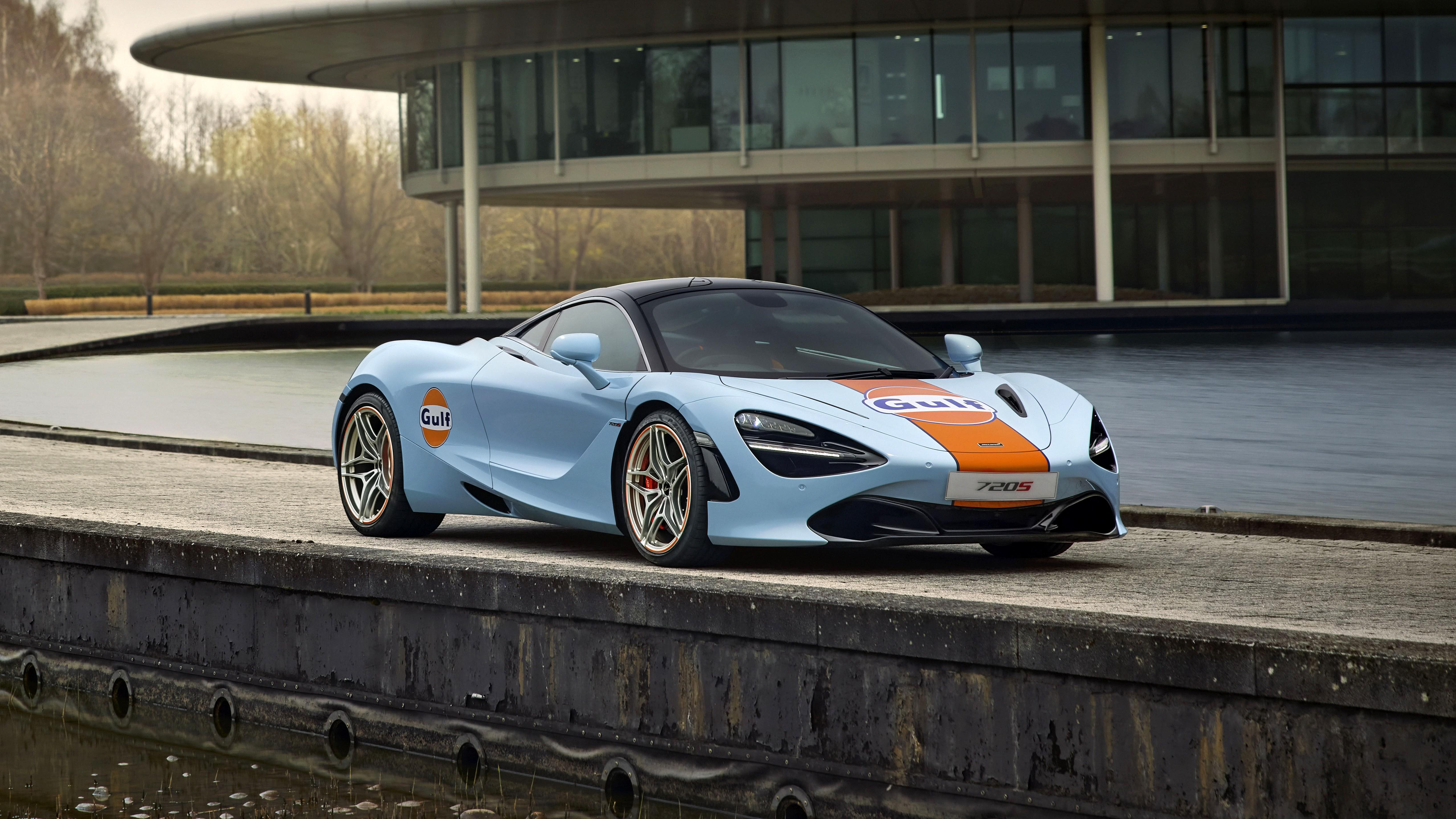 5120x2880 McLaren MSO 720S Coupé Gulf Oil Livery 2021 5K Wallpaper. HD Car Wallpaper