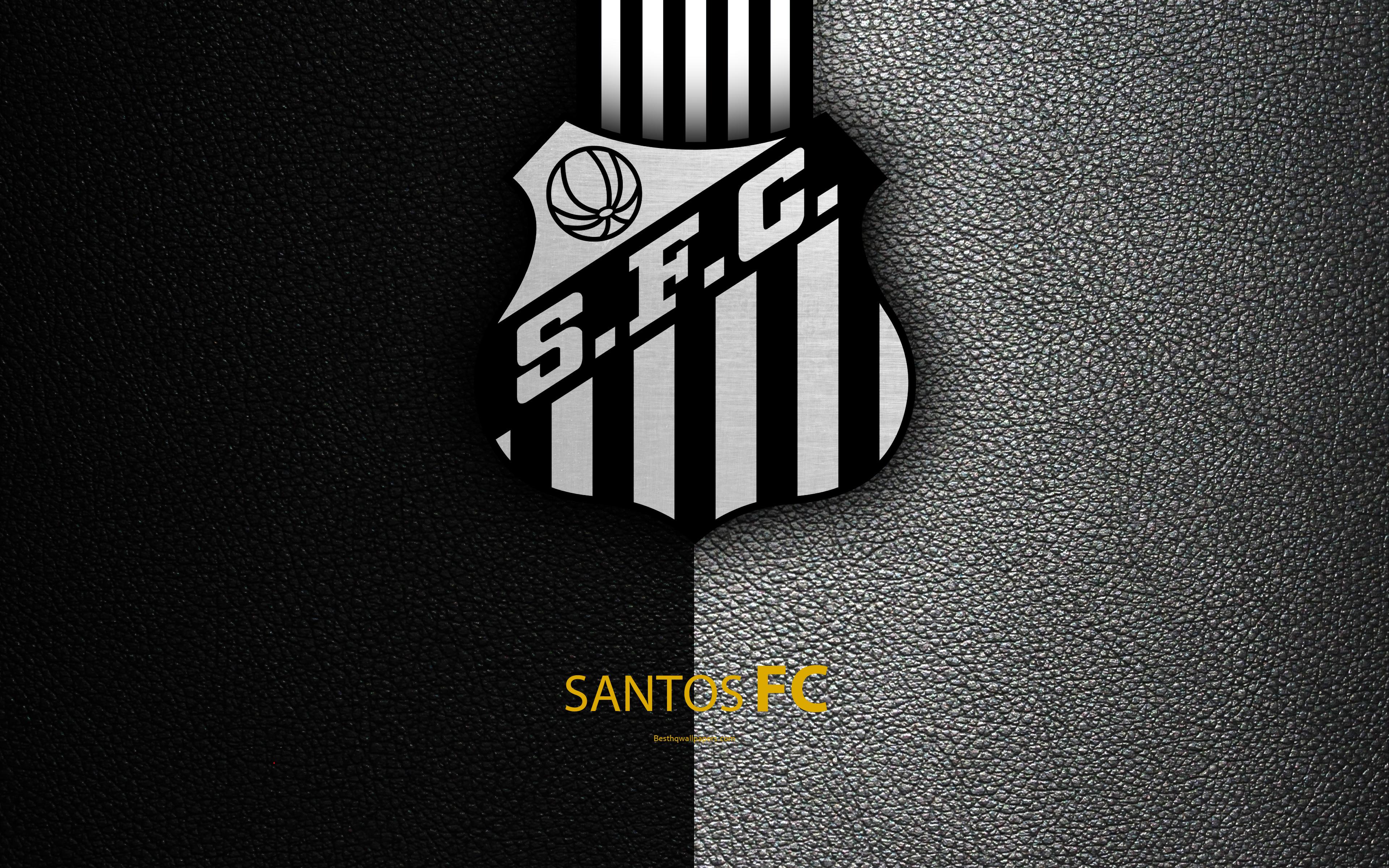 3840x2400 Download wallpaper Santos FC, 4K, Brazilian football club, Brazilian Serie A, leather texture, emblem, logo, Santos, Sao Paulo, Brazil, football for desktop with resolution 3840x2400. High Quality HD picture wallpaper