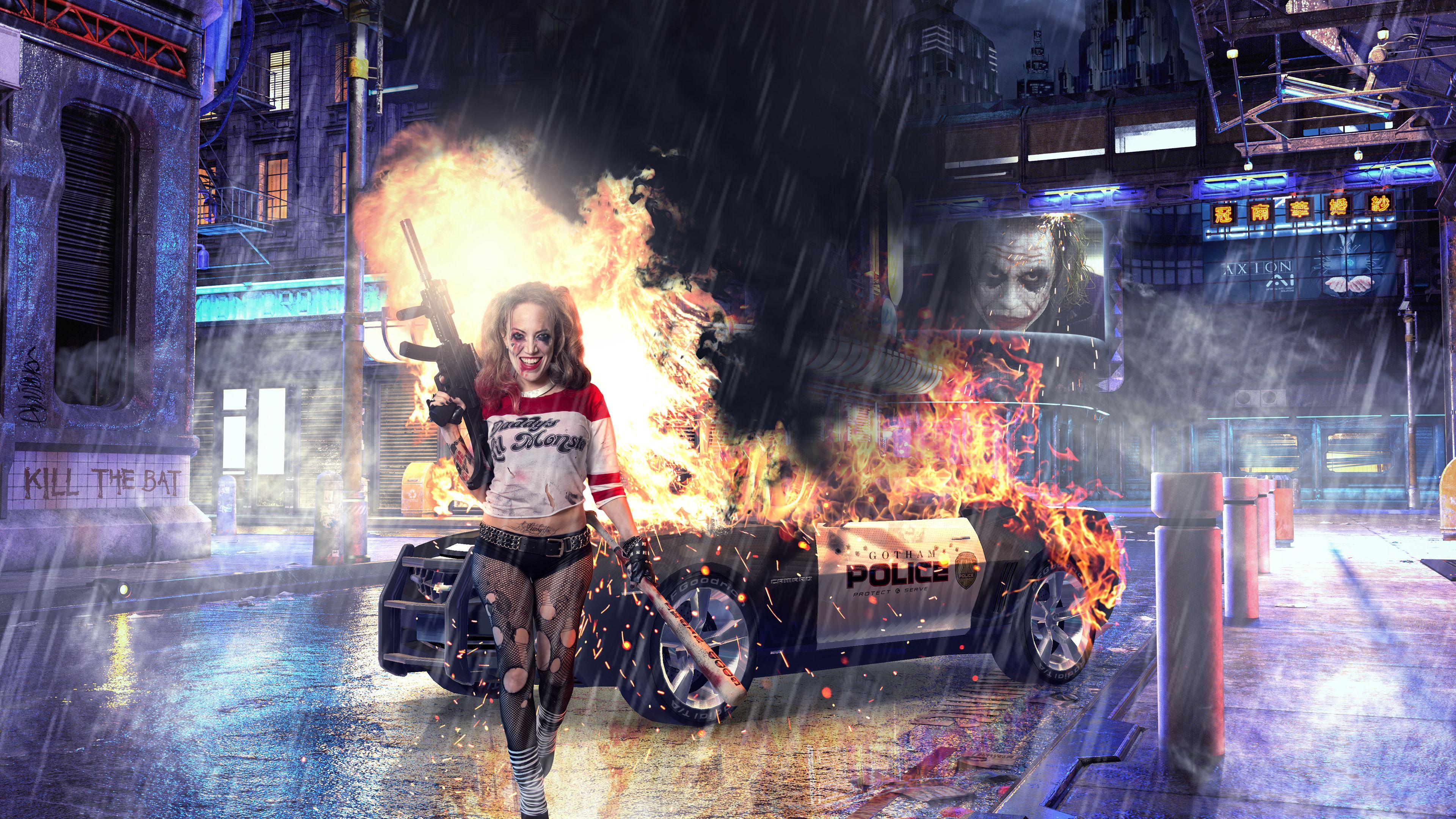 3840x2160 Wallpaper 4k Harley Quinn Gotham City 4k 4k Wallpaper, Artwork