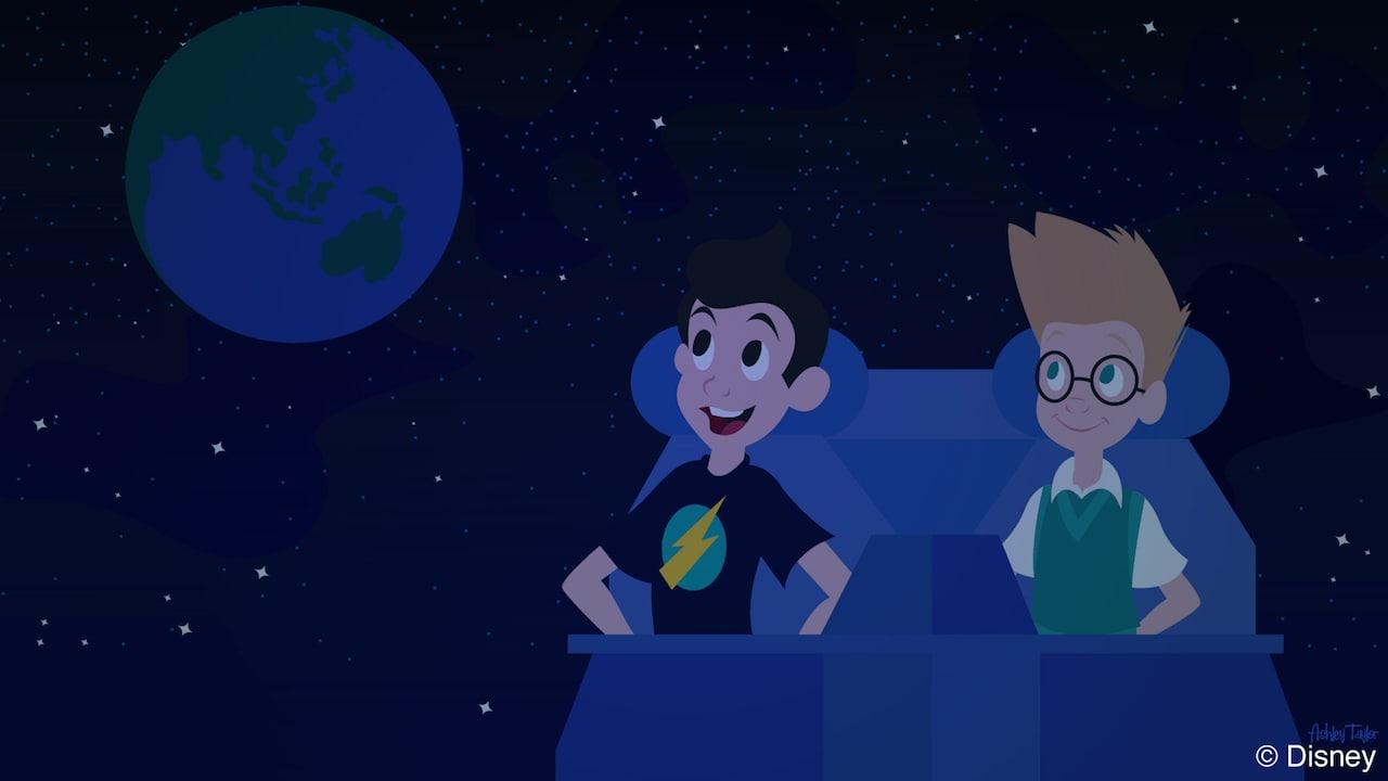 1280x720 Disney Doodle: Lewis & Wilbur Robinson Visit Spaceship Earth. Disney Parks Blog