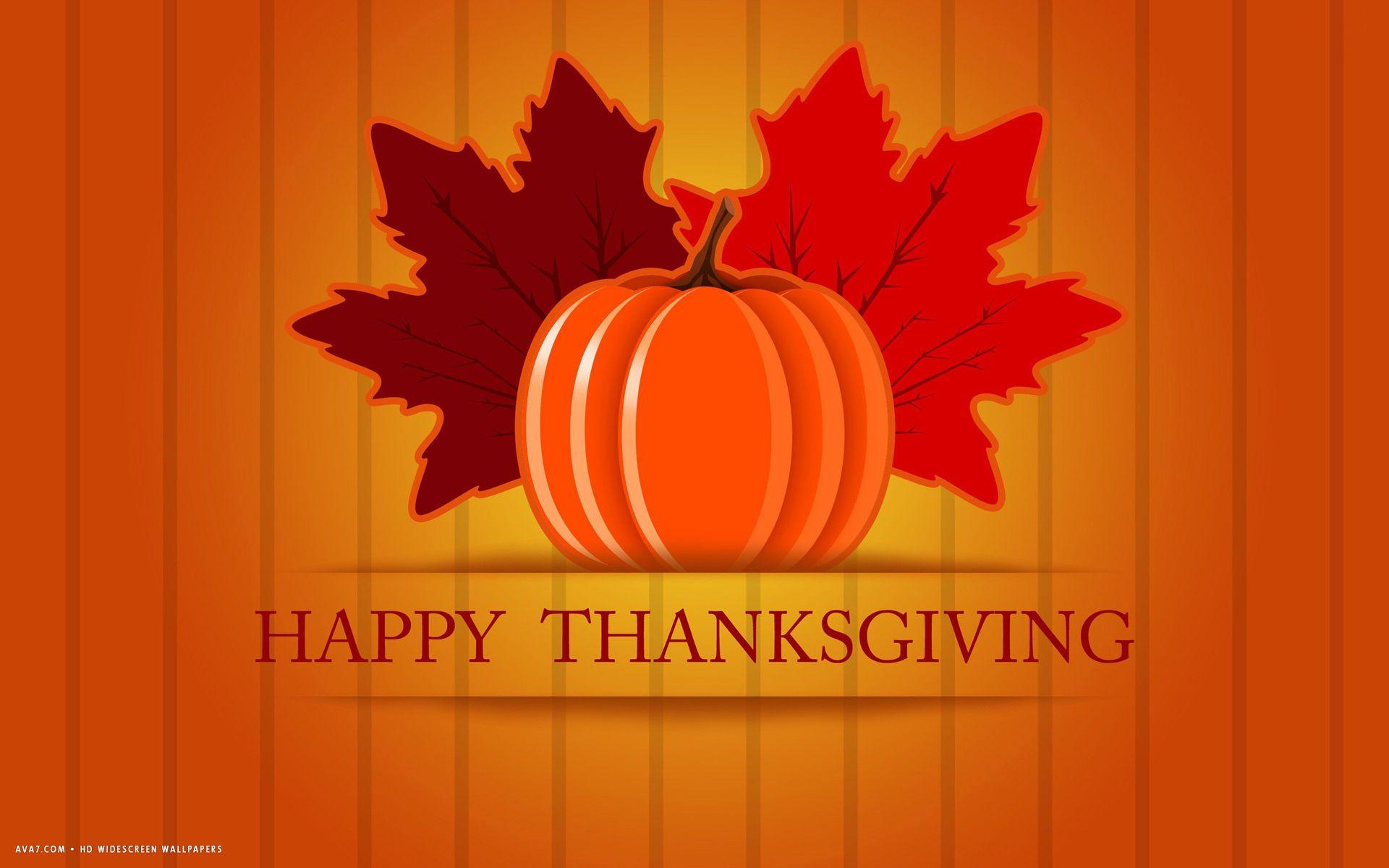 1920x1200 happy thanksgiving orange pumpkin two leaves simple holiday HD