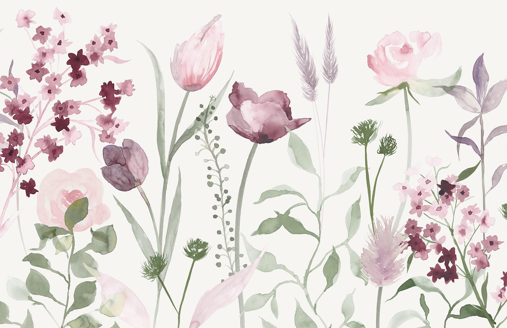 1650x1070 Large Pink & Purple Watercolour Flowers