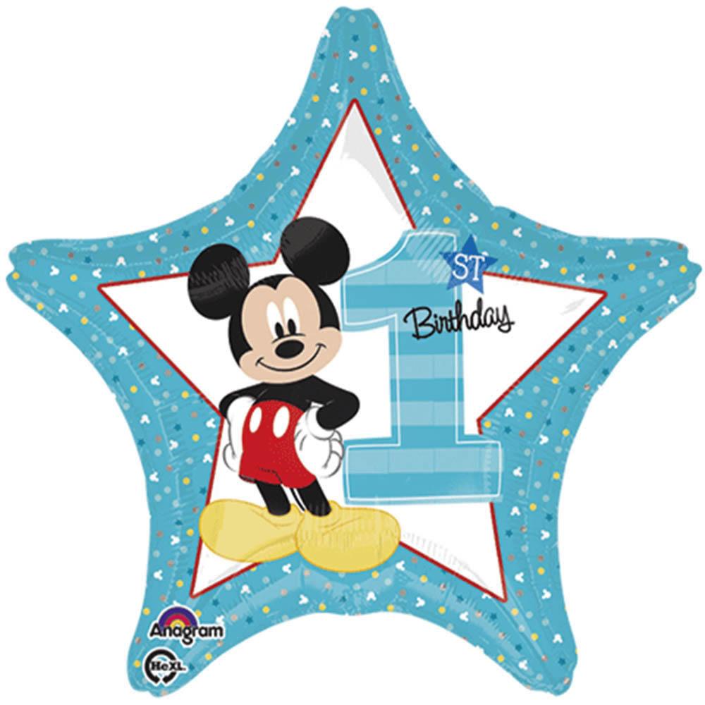1000x1000 Mickey Mouse 1st Birthday Authentic Licensed Theme Blue Foil / Mylar Balloon 18 ( Each )