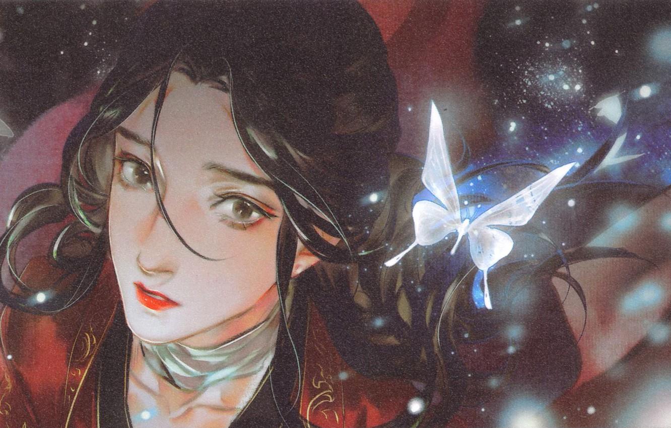 1332x850 Wallpaper butterfly, guy, Tian Guan Ci Fu, Lian Xie image for desktop, section арт