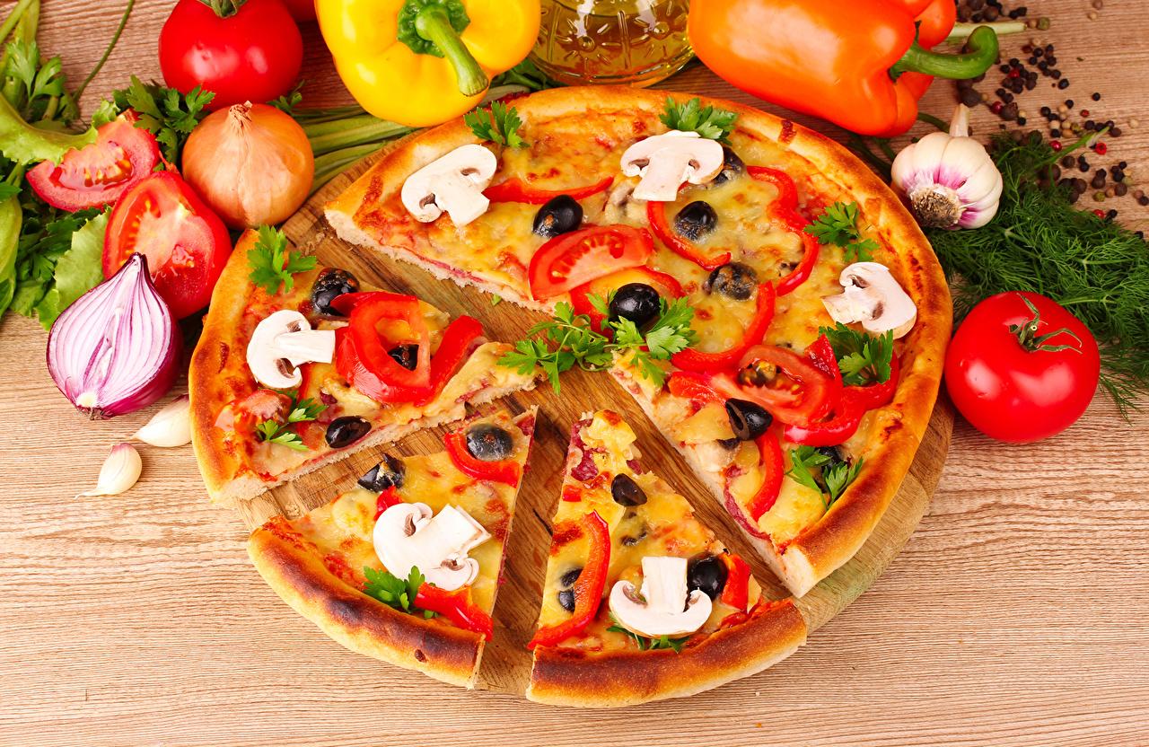 1280x832 Desktop Wallpaper Pizza Onion Tomatoes Dill Fast food Food