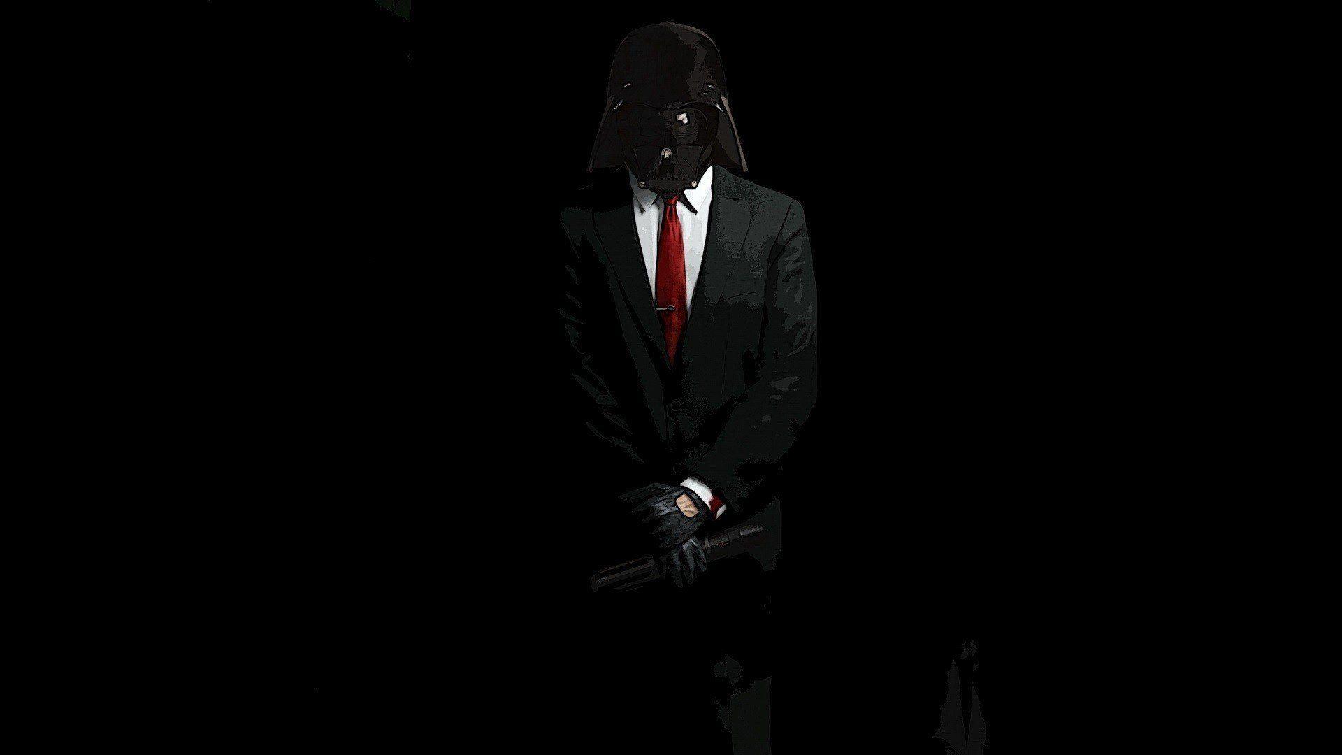 1920x1080 Darth Vader Star Wars Anonymous Hitman Black Minimalism WallDevil