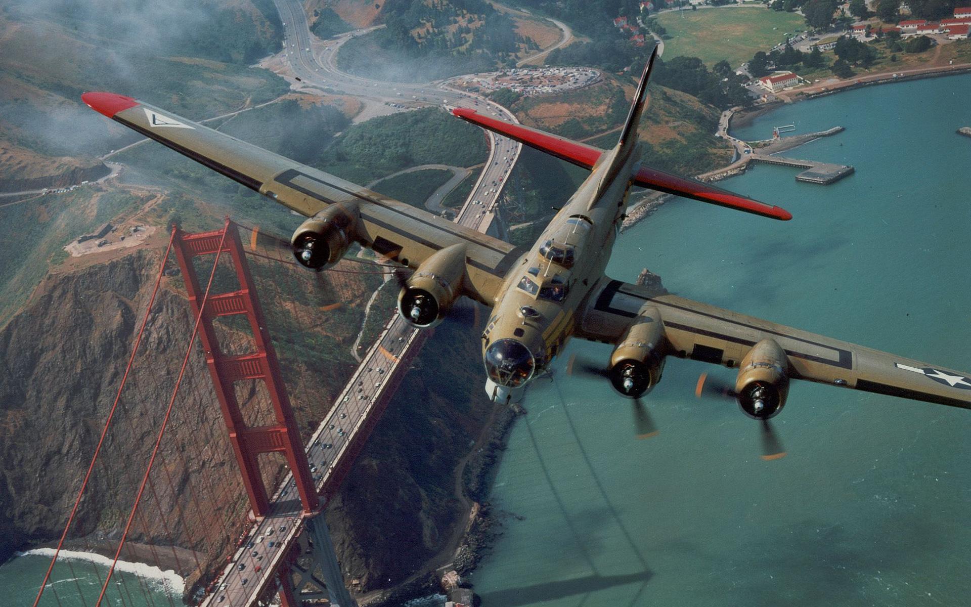 1920x1200 Daily Wallpaper: B 17 Flying Fortress Flies Over The Golden Gate Bridge. I Like To Waste My Time