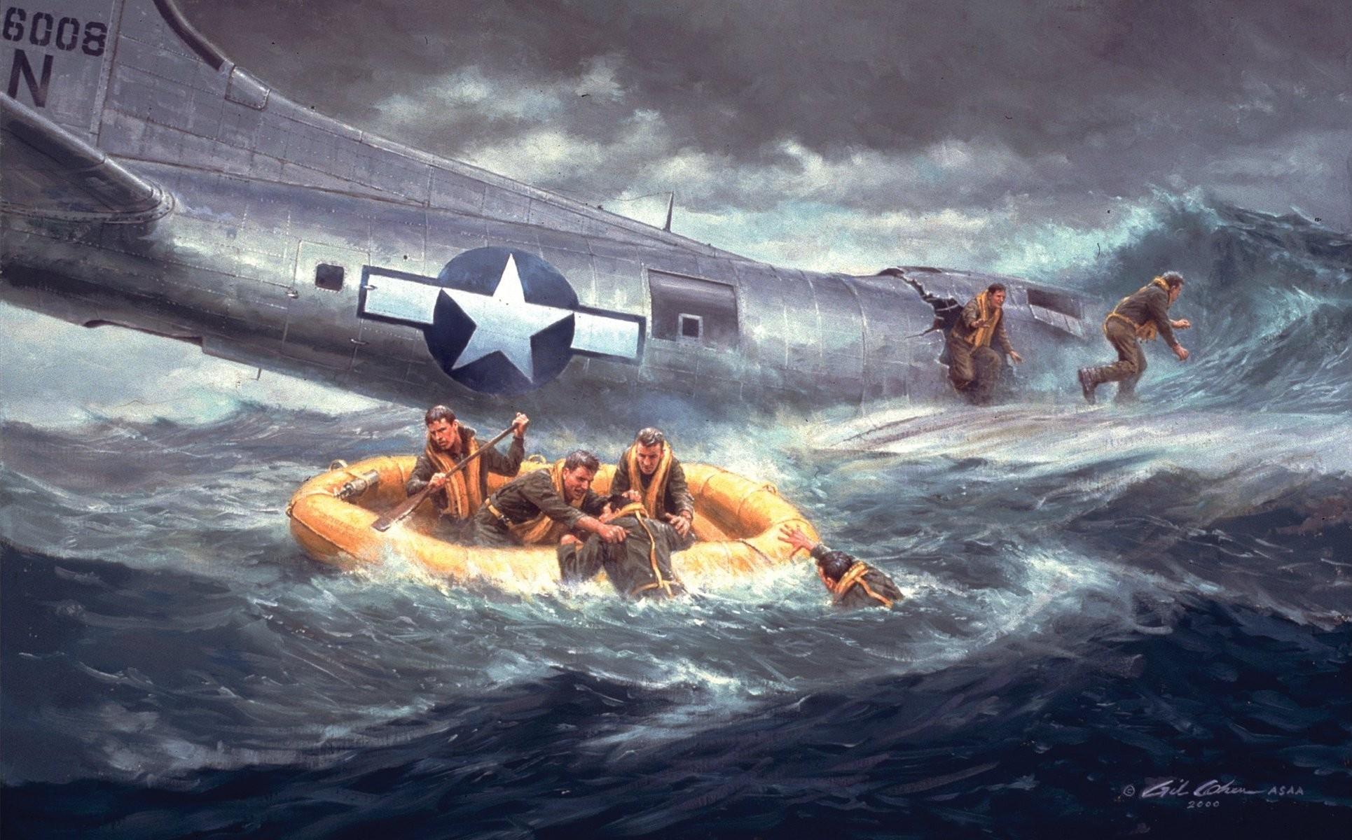 1930x1200 The Ditching, By Gil Cohen (Boeing B 17 Flying Fortress)