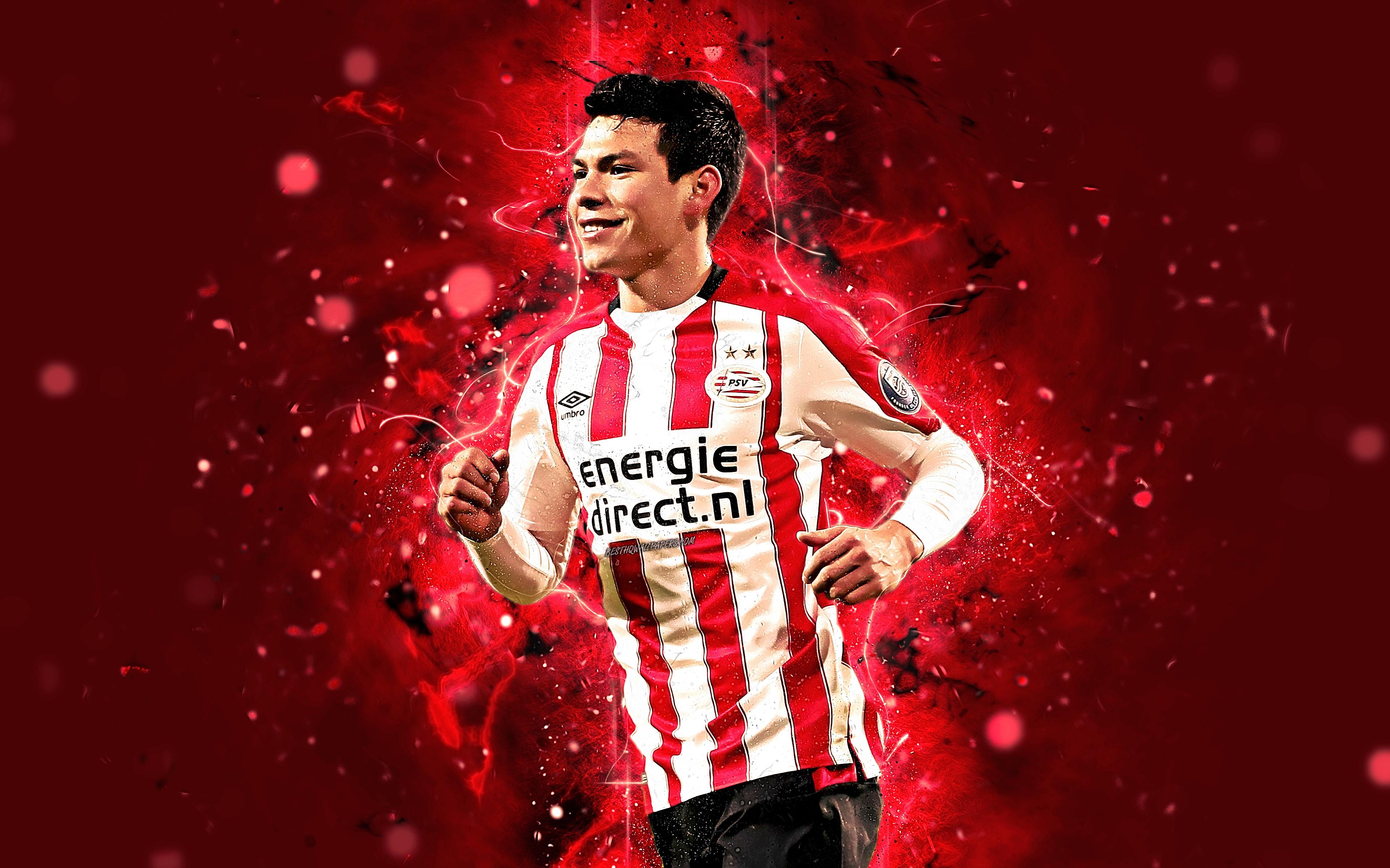 3840x2400 Download wallpaper Hirving Lozano, 4k, abstract art, footballers, PSV Eindhoven, soccer, Lozano, Dutch Eredivisie, football, neon lights, PSV Eindhoven FC, Mexican footballer for desktop with resolution 3840x2400. High Quality HD picture wallpaper