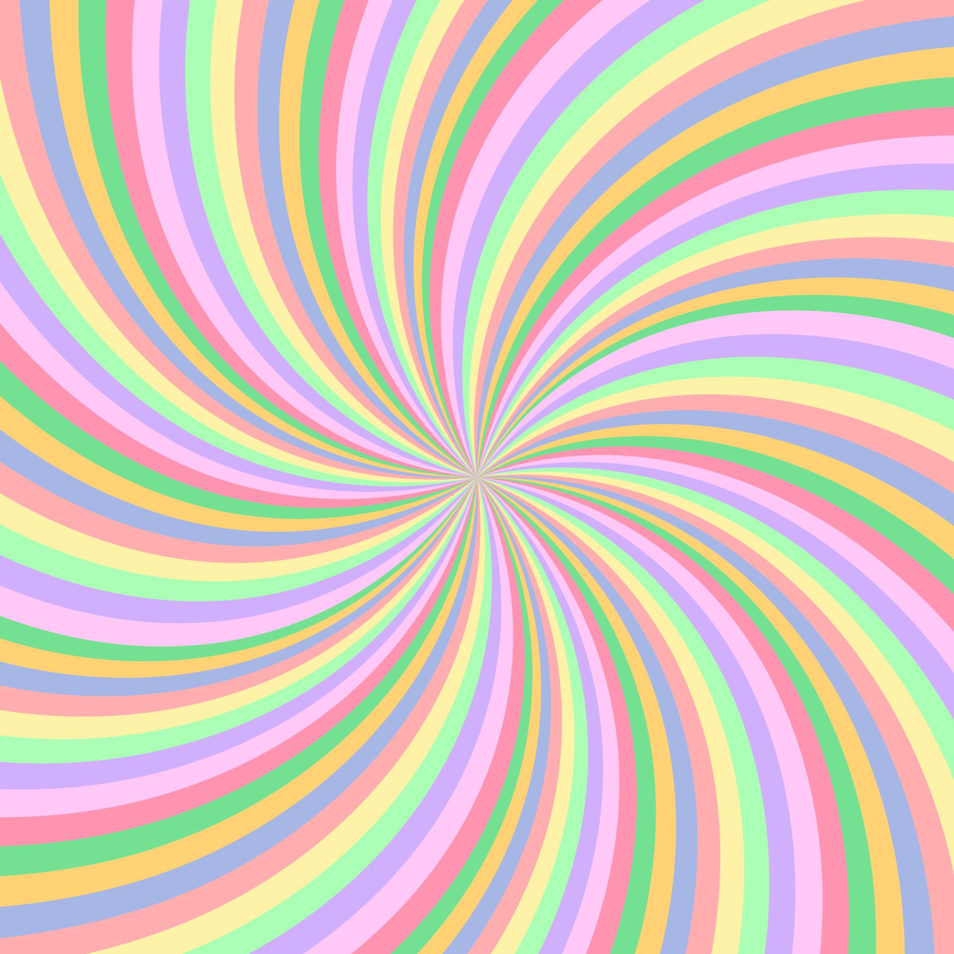 1920x1920 Rainbow swirl background. Radial pastel rainbow of twisted spiral. Vector illustration