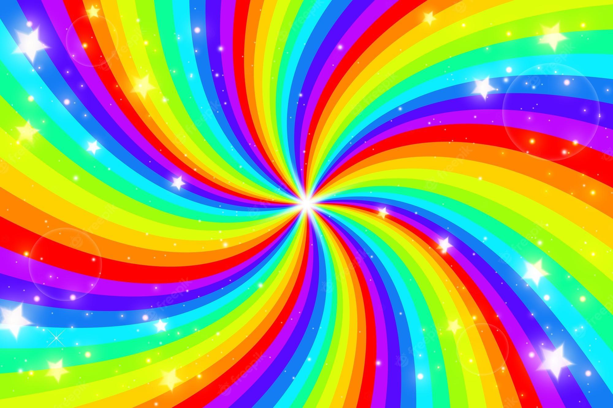 2000x1333 Premium Vector. Rainbow swirl background with stars radial gradient rainbow of twisted spiral vector illustration