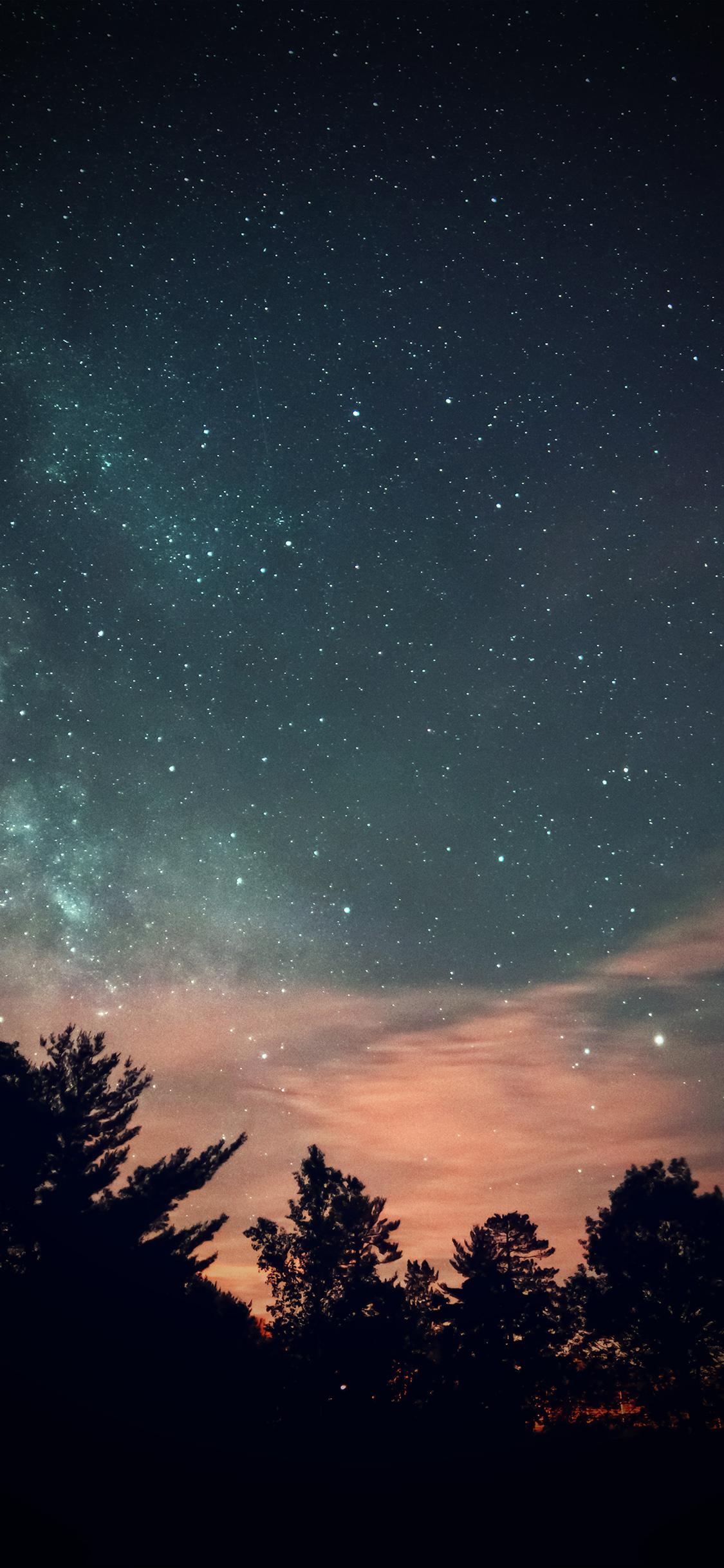 1125x2436 iPhone X wallpaper. sky night star dark mountain cloud vignette