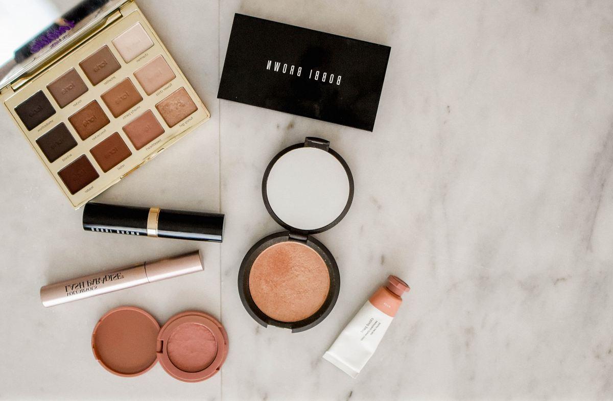 1200x785 Photo Of Assorted Makeup Products On Gray Surface Image Free Photo