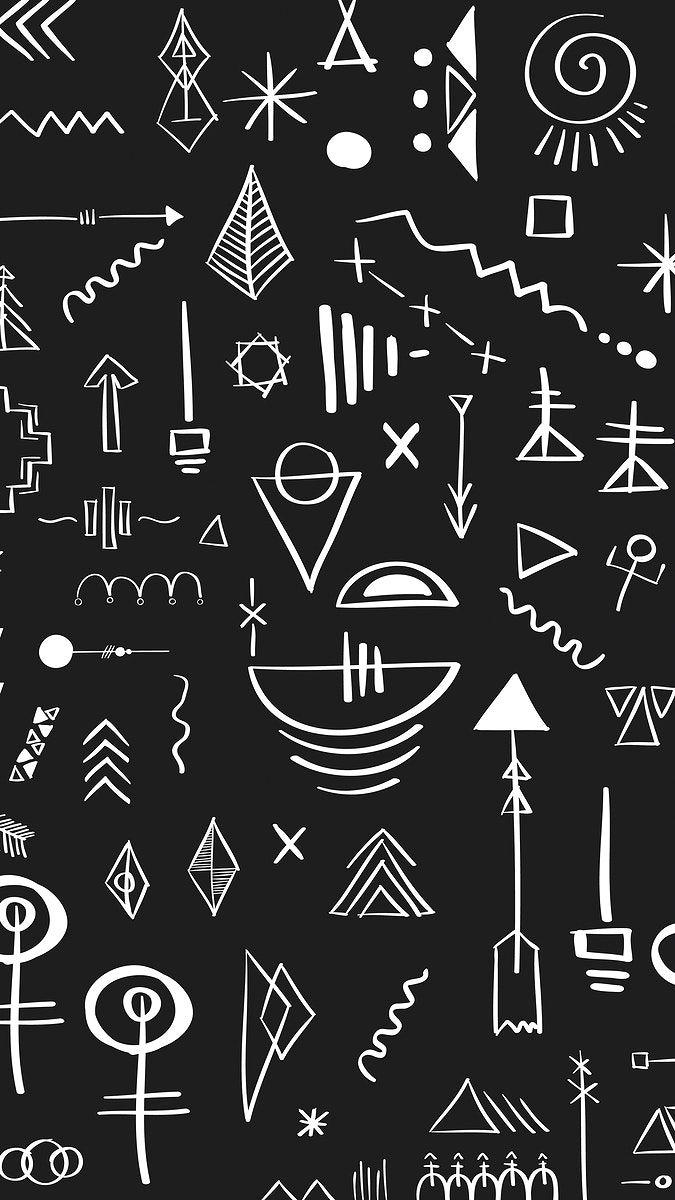 675x1200 Download free image of Bohemian tribal art doodle pattern black background by Sasi about boho wallpaper iphone, dark wallpaper, iphone wallpaper dark, boho aesthetic background, and black wallpaper 2690266