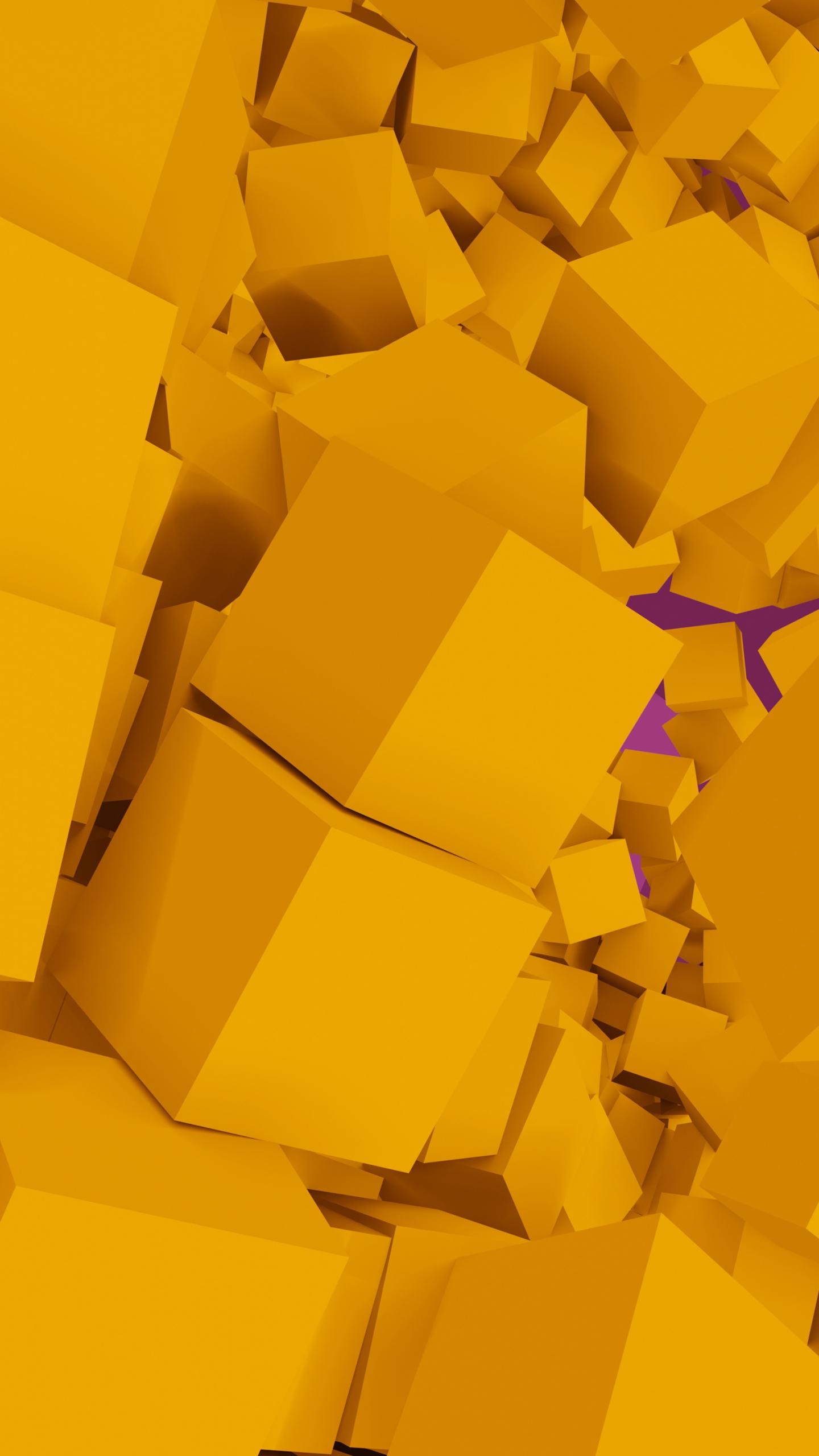 1440x2560 Download yellow 3D cubes, abstract 1440x2560 wallpaper, qhd samsung galaxy s s edge, note, lg g 1440x2560 HD image, background, 26688