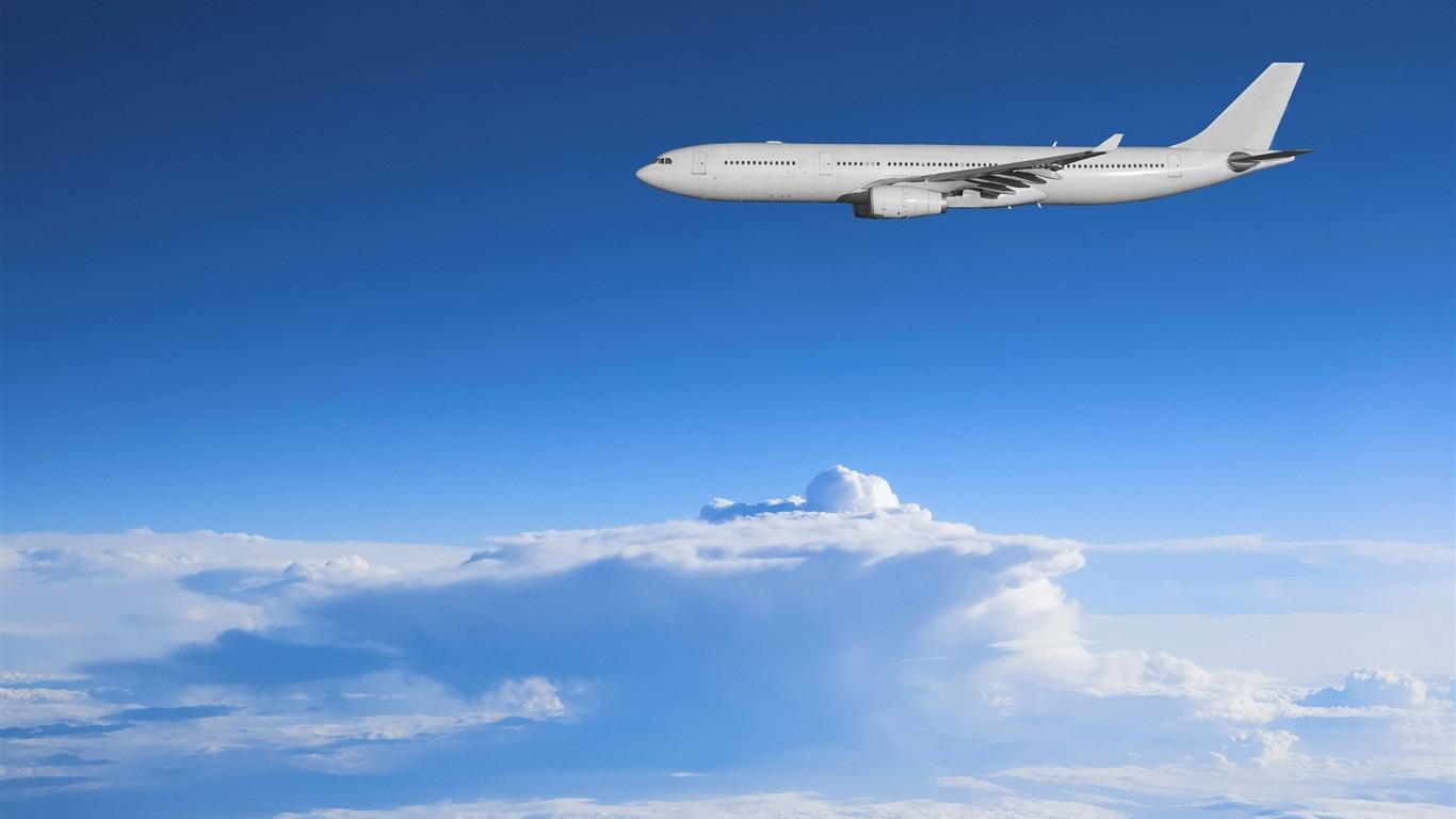 1366x768 Airbus Above The Clouds Civil Aviation Aircraft Desktop Wallpaper