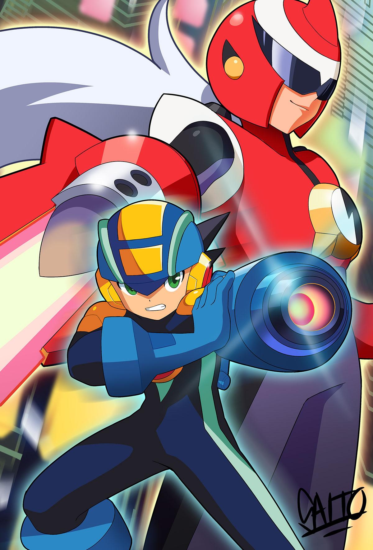 1200x1767 megaman.exe and protoman.exe (mega man and 1 more) drawn