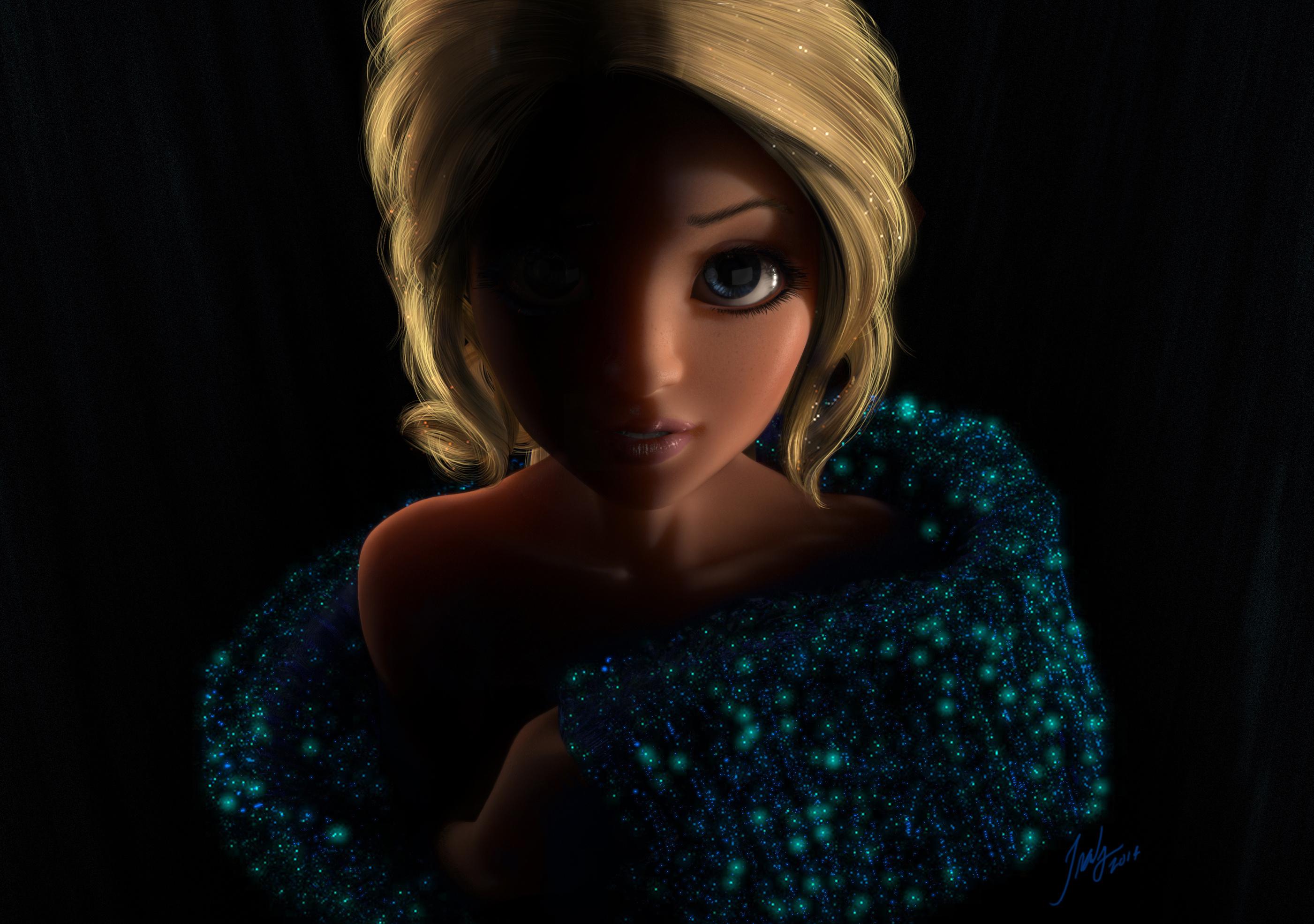 2802x1971 WallpaperD wallpaper. photo. picture. Rendering, hair, big eyes, background, view