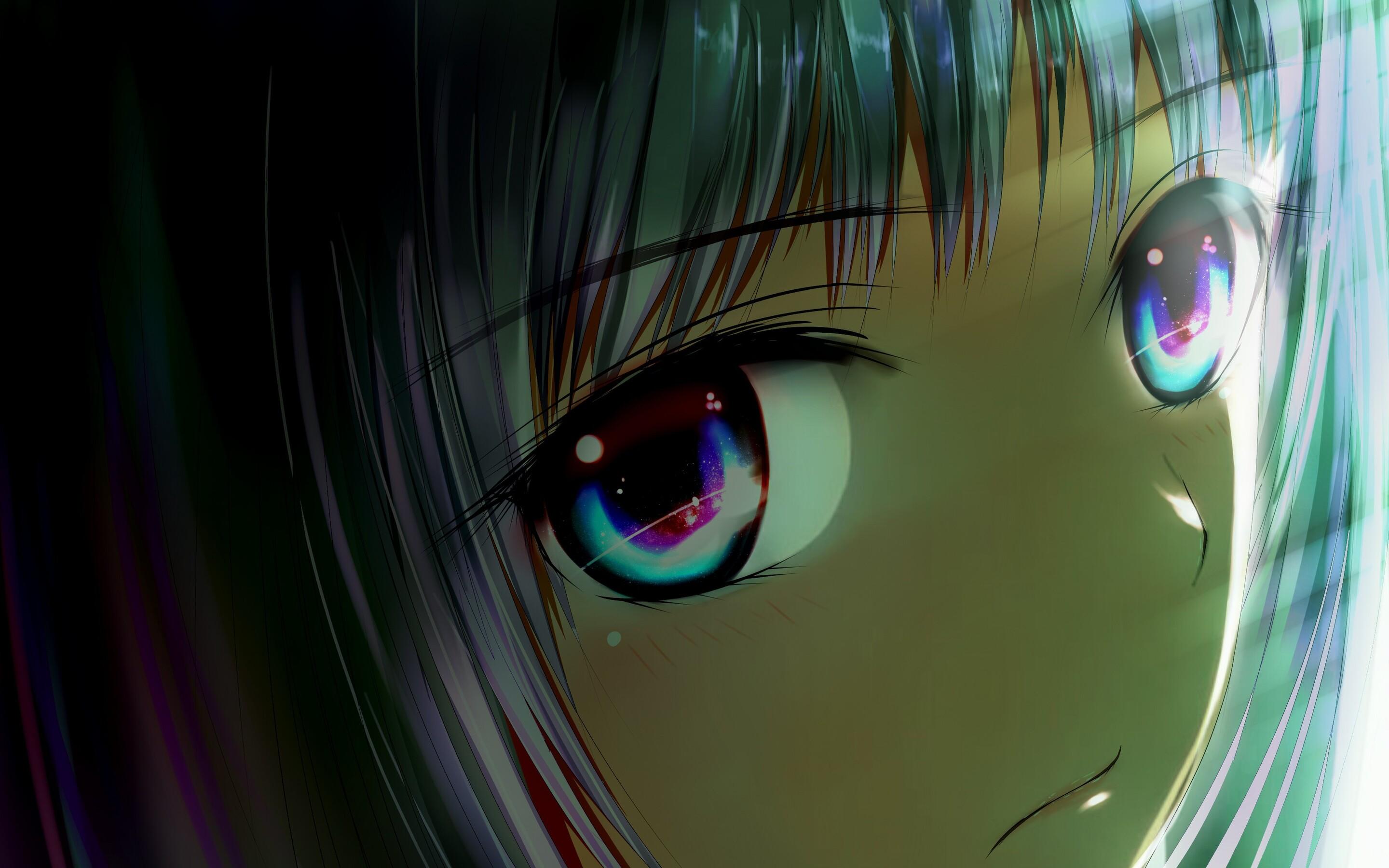 2880x1800 Anime Girl Big Galaxy Eyes Macbook Pro Retina HD 4k Wallpaper, Image, Background, Photo and Picture