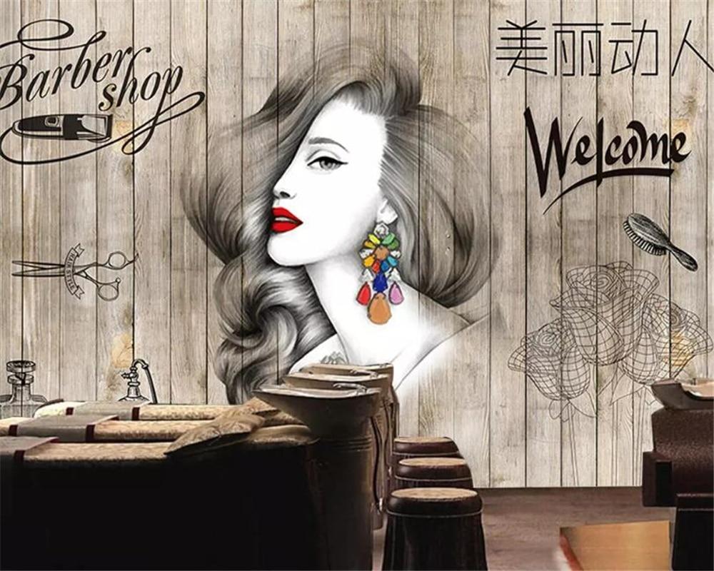 1000x800 Beibehang Custom Wallpaper Fashion Hair Salon Hairdresser Beauty Salon Barber Shop Background Wall Decoration 3D Wallpaper Mura