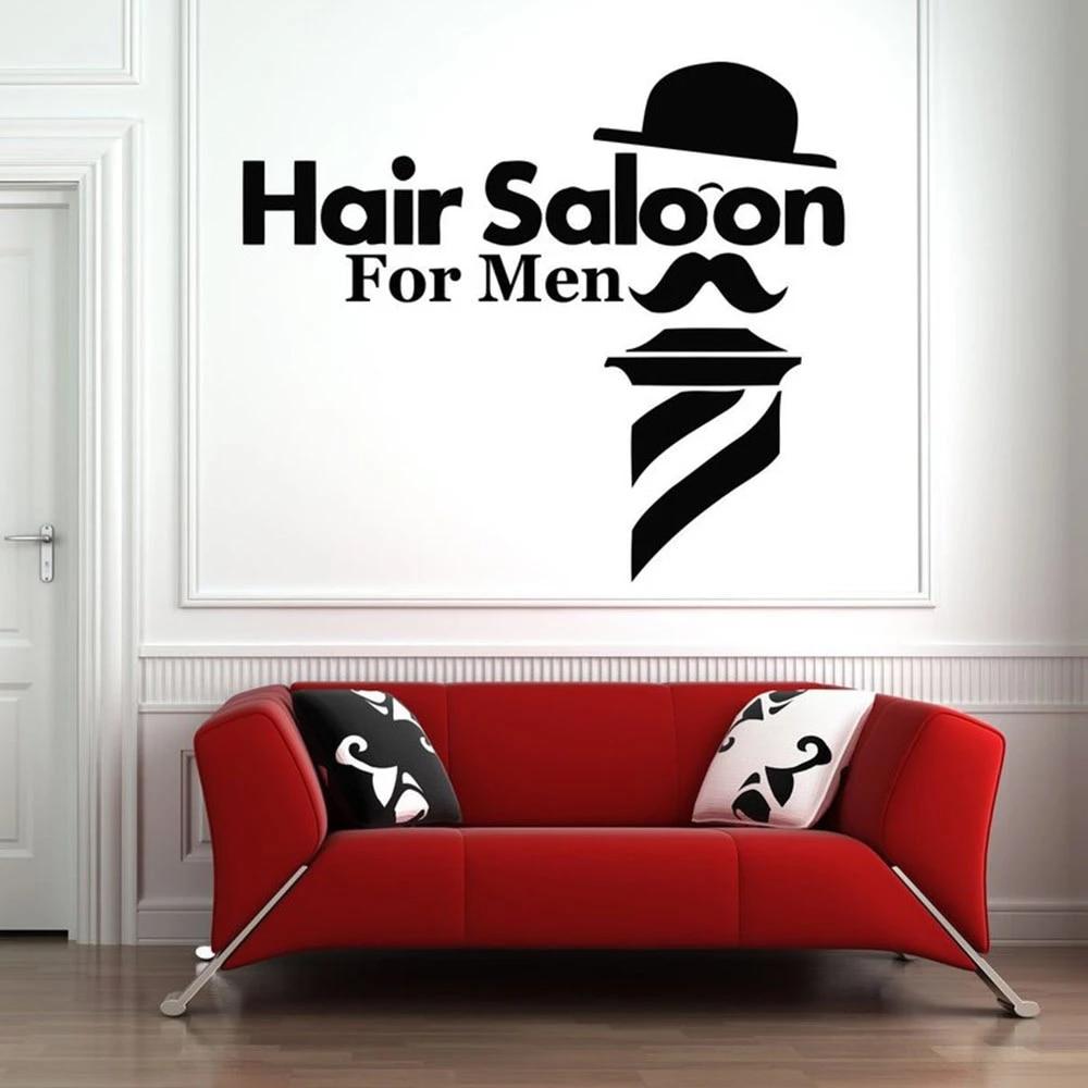 1000x1000 Wall Decals Hair Salon For Men Quotes Art Wall Sticker Decoration Wallpaper Hat Beard Pattern Barber Shop Removable B228. Wall Stickers