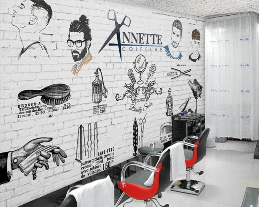 1000x800 Free Shipping Men's Barber Shop Wallpaper Salon No Sharon Photo Wallpaper Custom 3D Mural Hand Painted Trend Barber Shop Mural