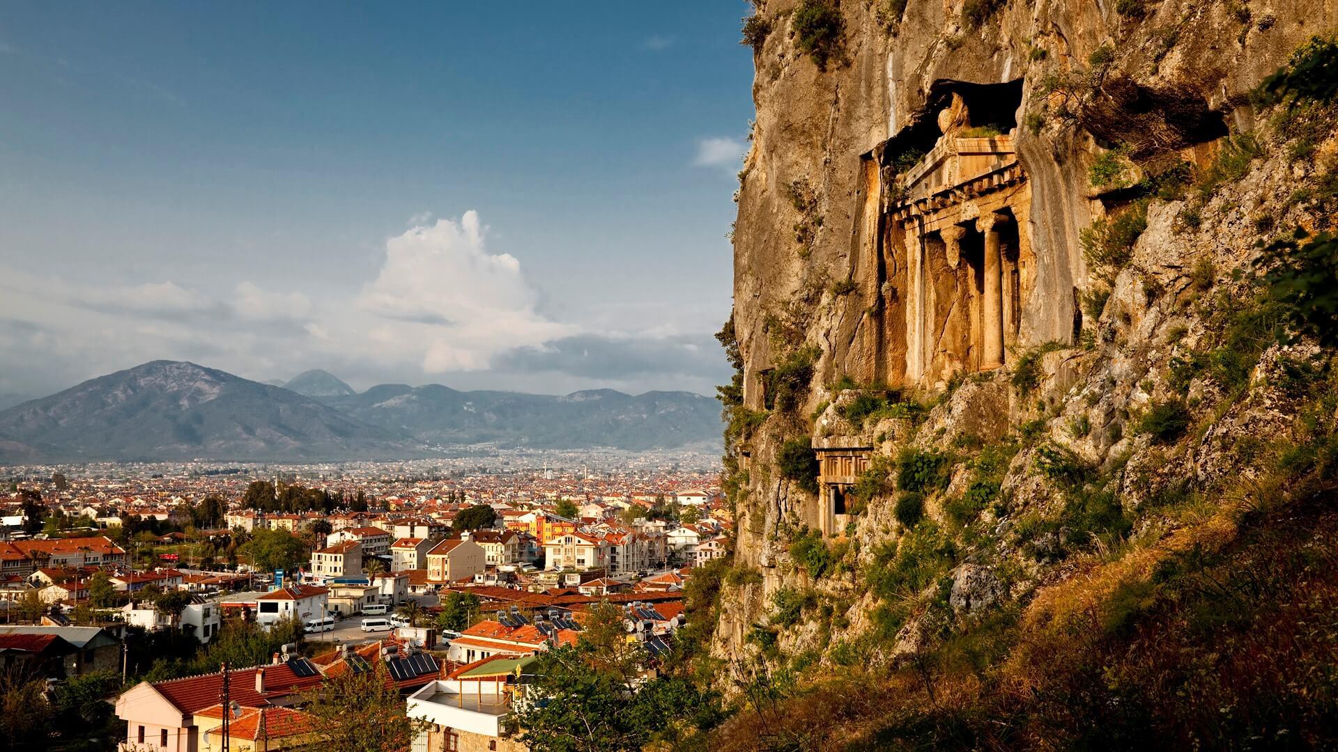 1920x1080 Lycian Rock Cut Tombs Fethiye Turkey Wallpaper