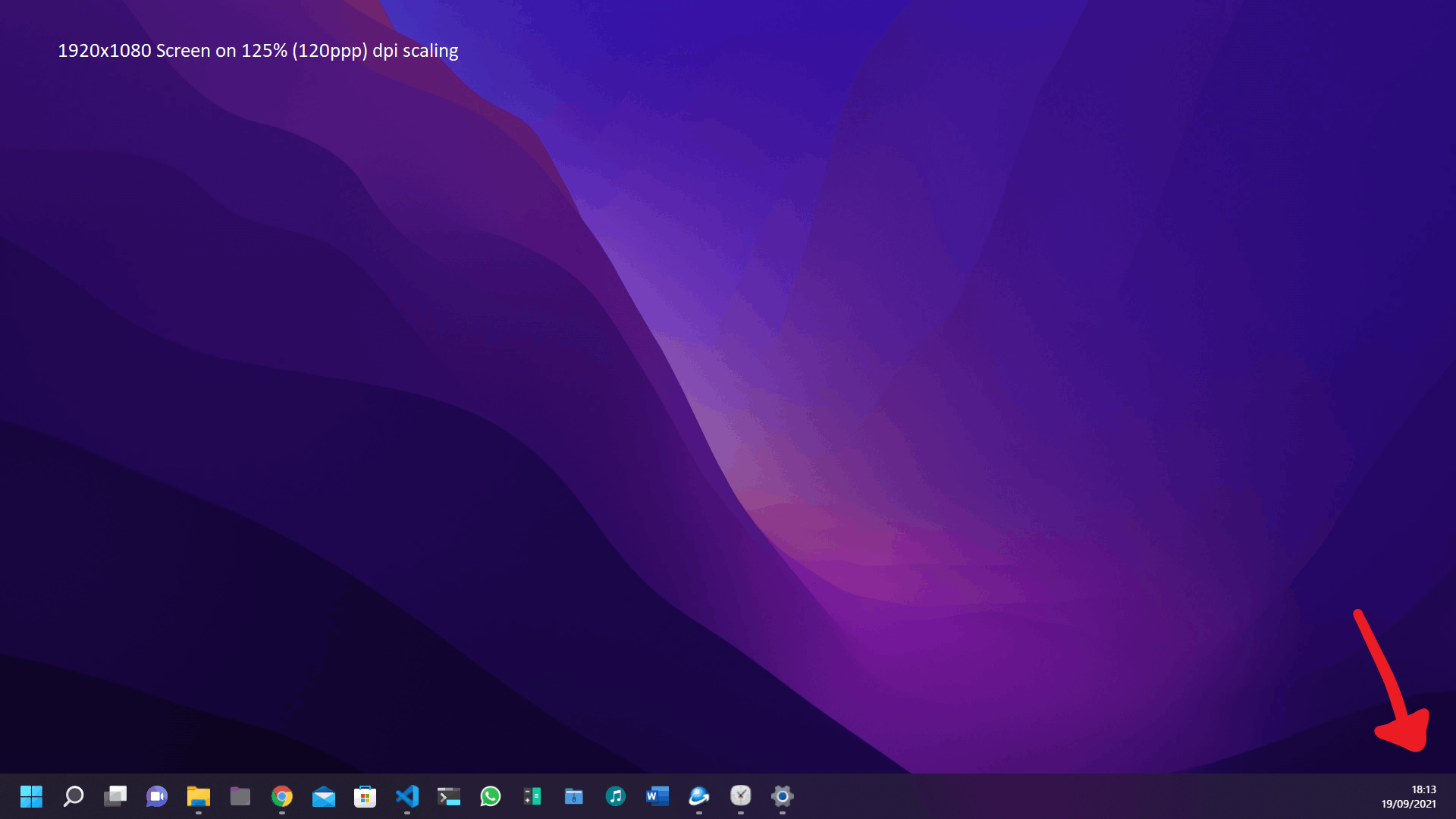 1920x1080 Add Clock to the second Display in Windows 11