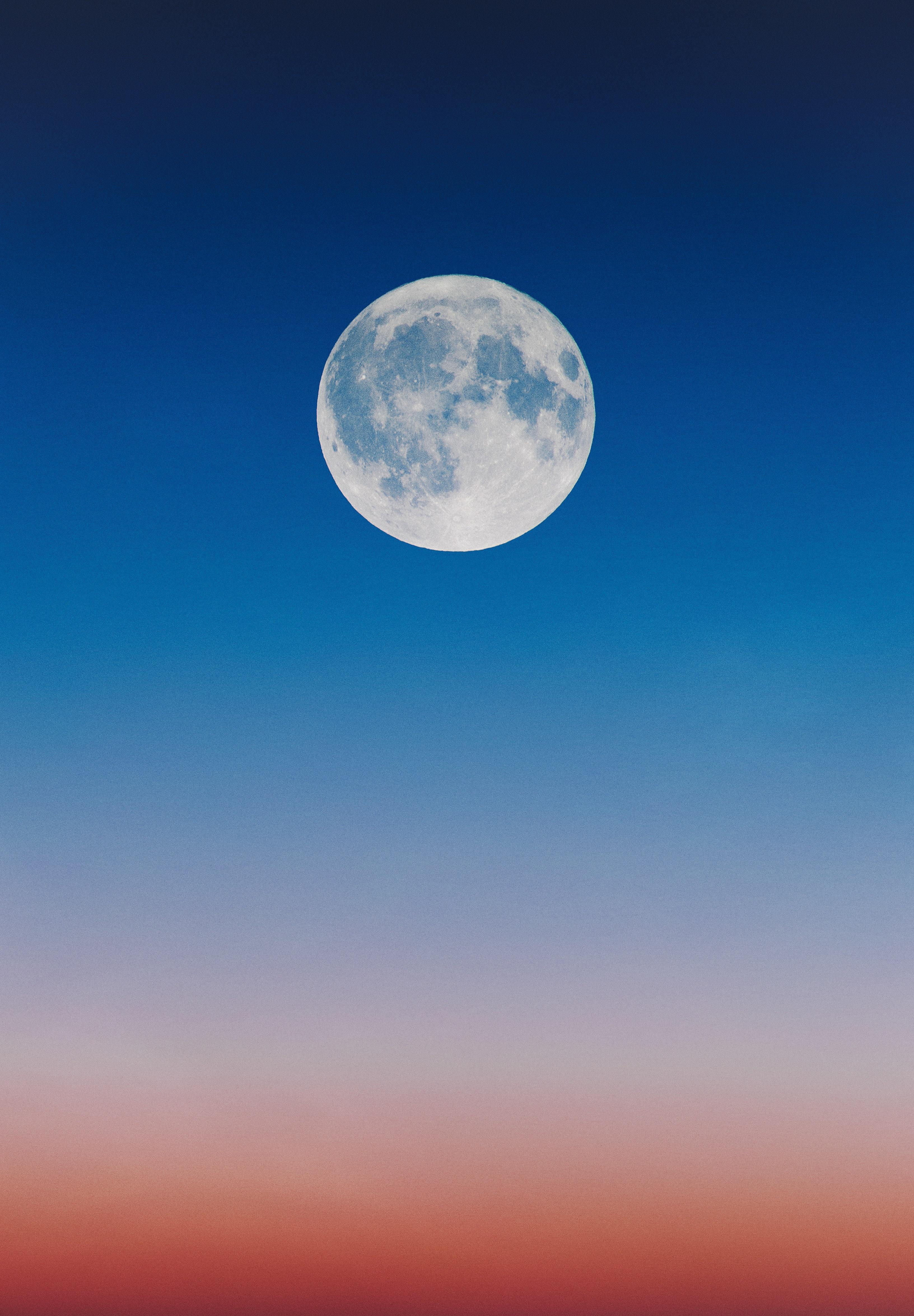 3264x4697 Full Moon on a Blue Sky · Free