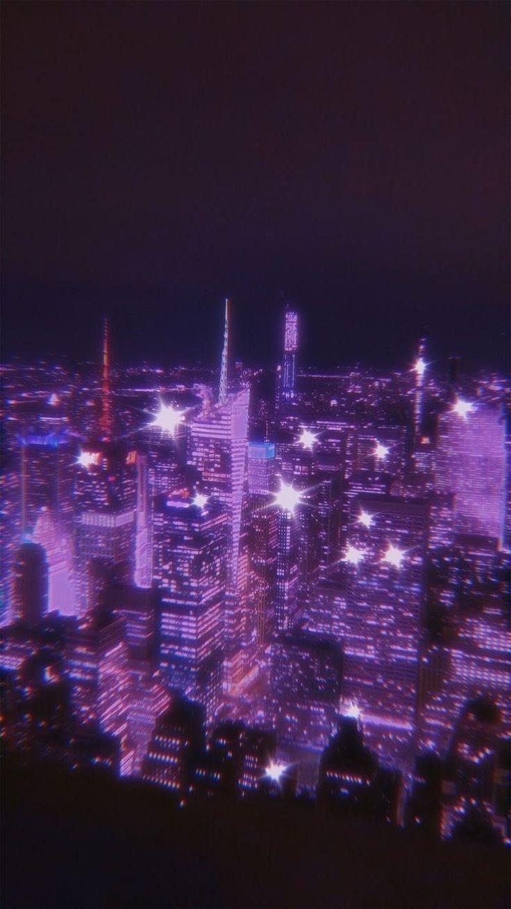 736x1308 Aesthetic City #Purple Wallpaper. Wallpaper Aesthetic