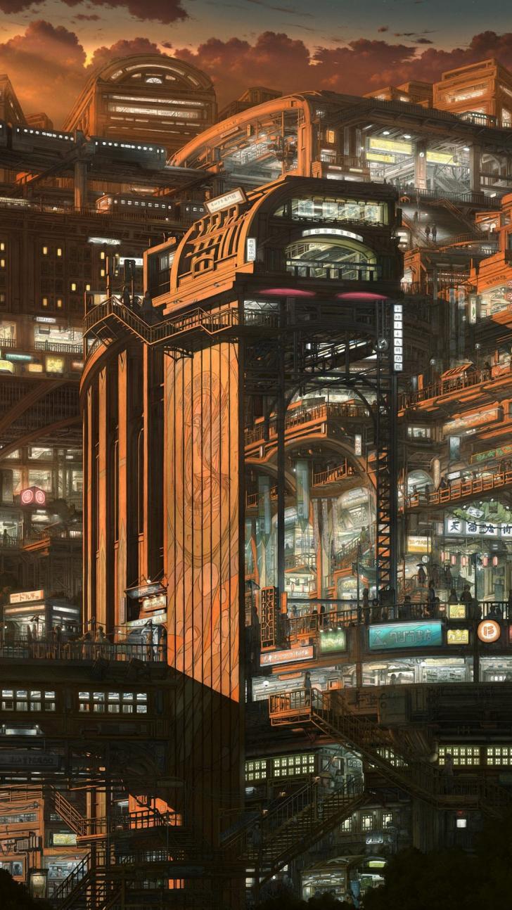 728x1294 Wallpaper HD: Anime, City, Wallpaper, Download, Free, Beautiful, Wallpaper, anime, Dark, City, Phone, Wallpaper