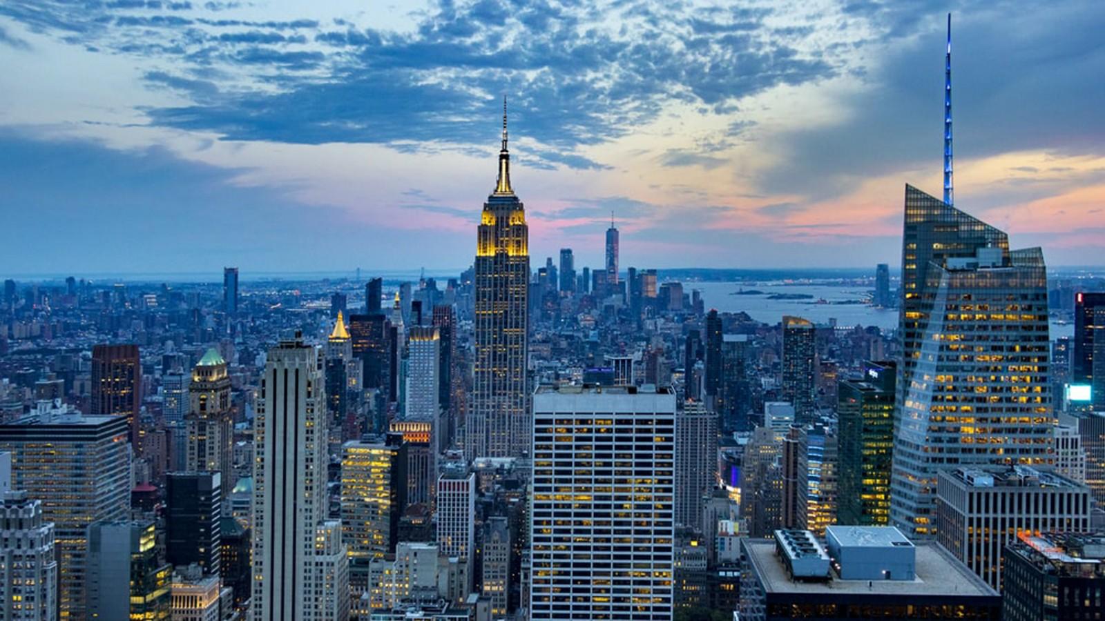 1600x900 Blue Aesthetic New York City Buildings Sky Background HD Blue Aesthetic Wallpaper