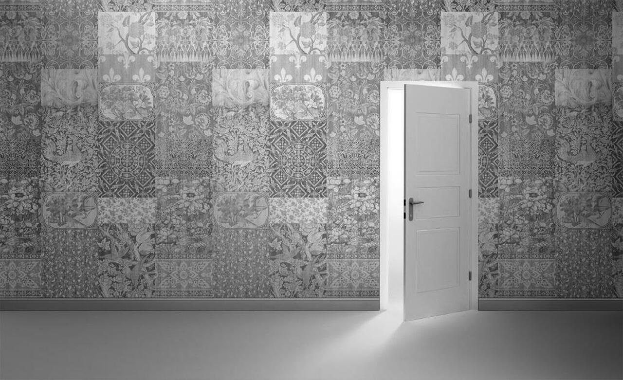 1280x781 Arts & Crafts Patchwork Wallpaper and White