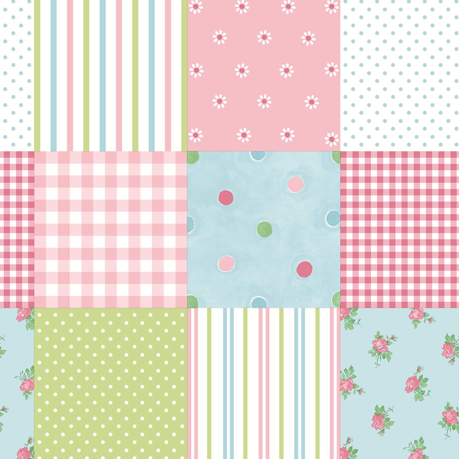 1600x1600 Brewster Patchwork Pink Patchwork Wallpaper