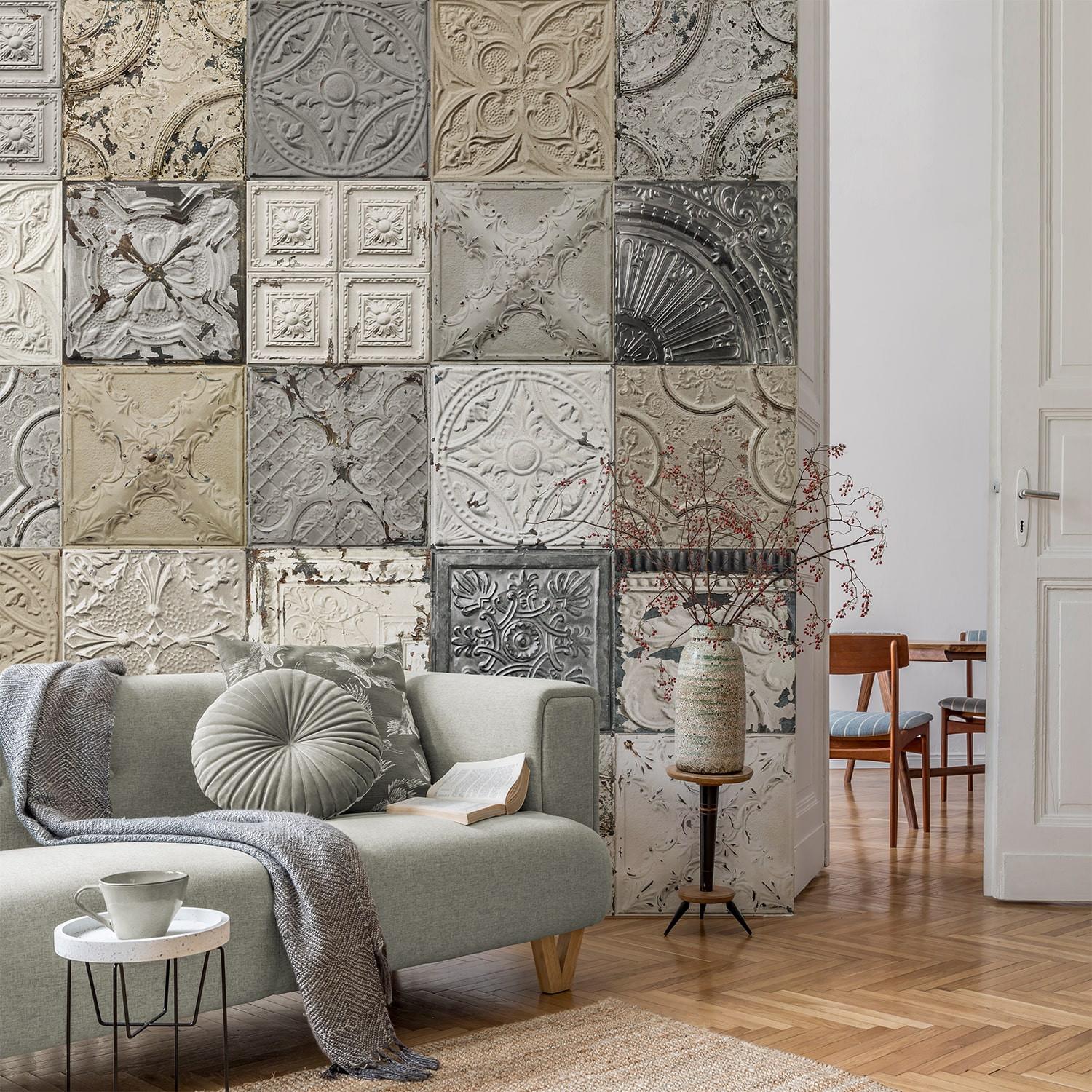 1500x1500 Panoramic wallpaper victorian tin tiles patchwork mix 003