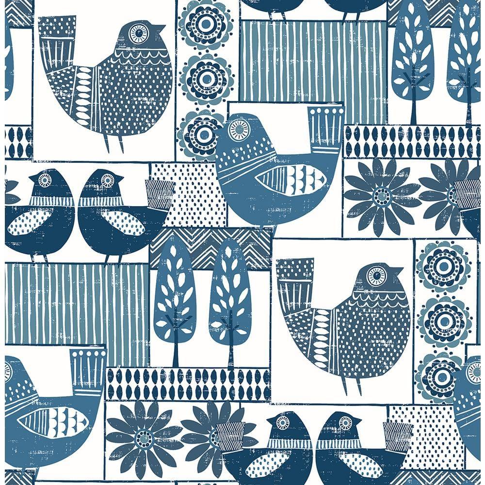 1000x1000 A Street Prints Hennika Blue Patchwork Blue Wallpaper Sample 2821 25113SAM