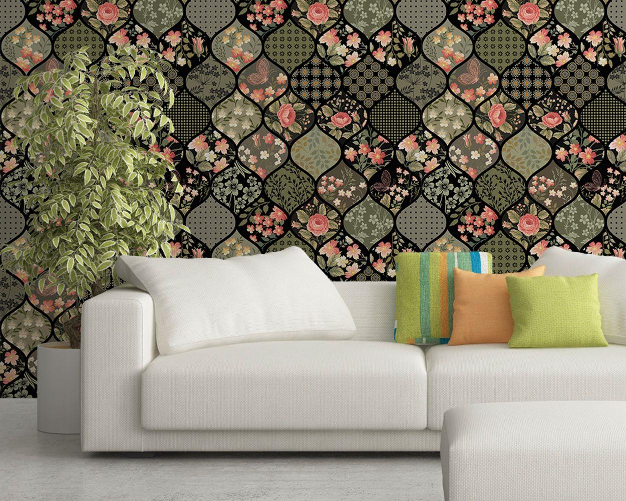 1250x1001 Black Patchwork Removable Wallpaper