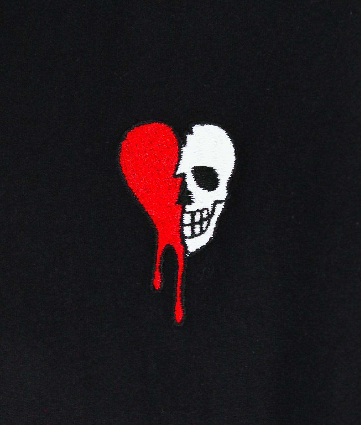 1167x1374 Broken Heart Skull Drip Embroidered Womens Tee. Riot Society Clothing