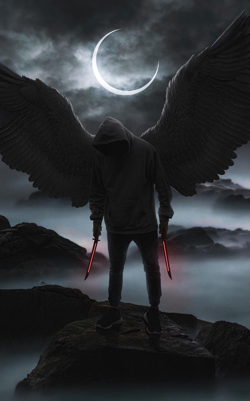 800x1280 Black Hoodie Boy Angel 4k Nexus Samsung Galaxy Tab Note Android Tablets HD 4k Wallpaper, Image, Background, Photo and Picture