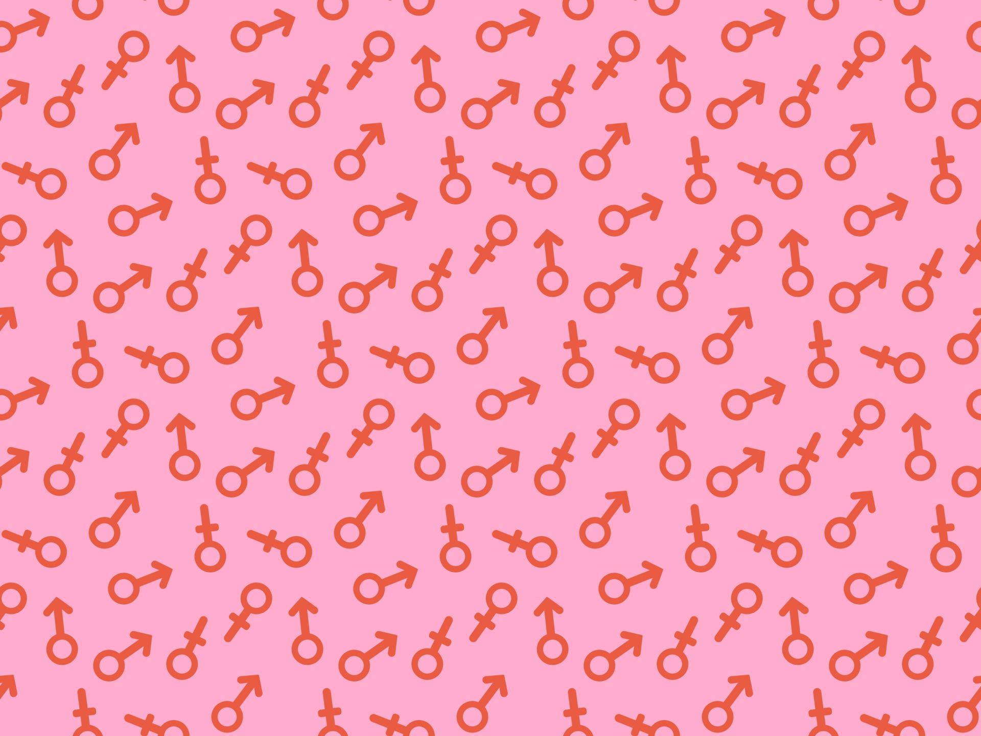 1920x1440 Seamless repeating pattern with male and female gender sign icon. The symbol of equality and gender relations. Abstract minimalistic modern wallpaper. Background vector illustration