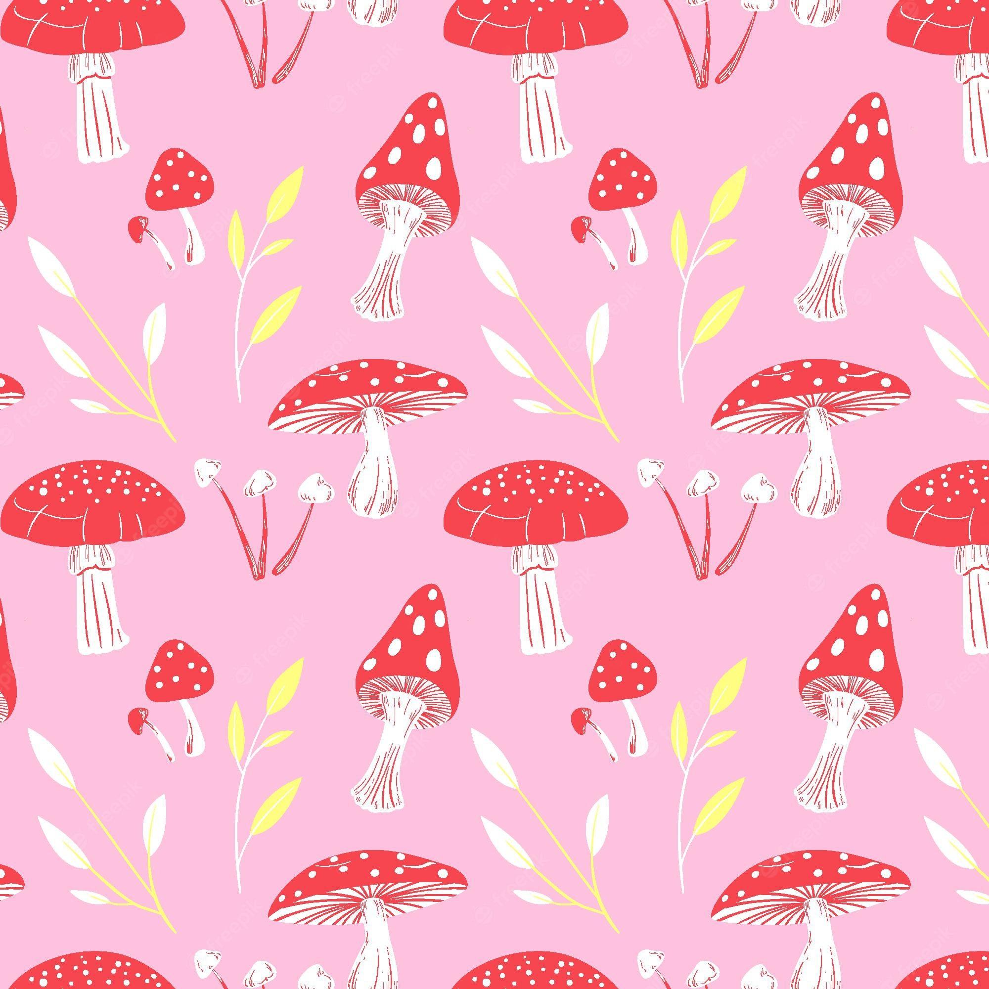 2000x2000 Free Vector. Hand drawn mushroom pattern