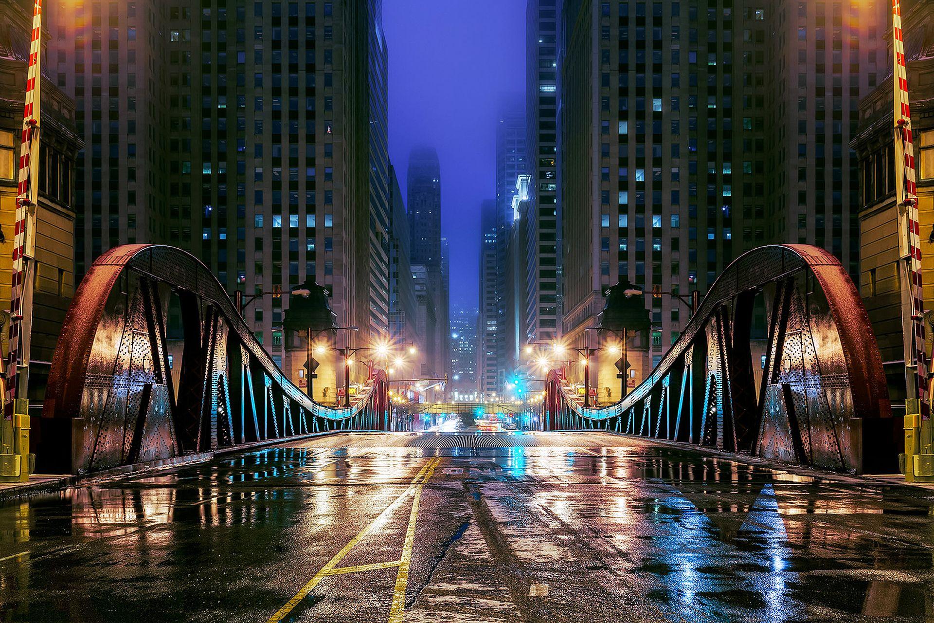 1920x1280 architecture, city lights, road, Chicago, skyline, buildings, city