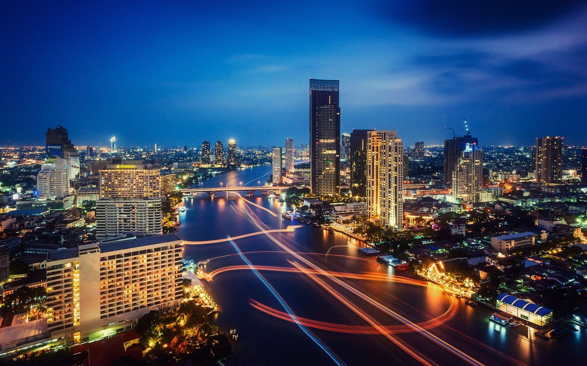 1920x1200 Thailand Night City Lights Wallpaper