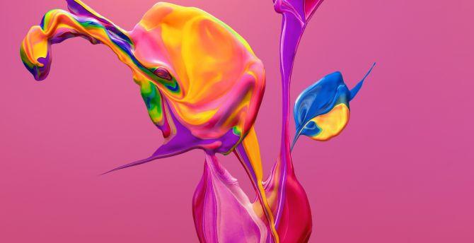 670x344 Splash, pink background, colorful, huawei p30 stock wallpaper, HD image, picture, background, adbbc6