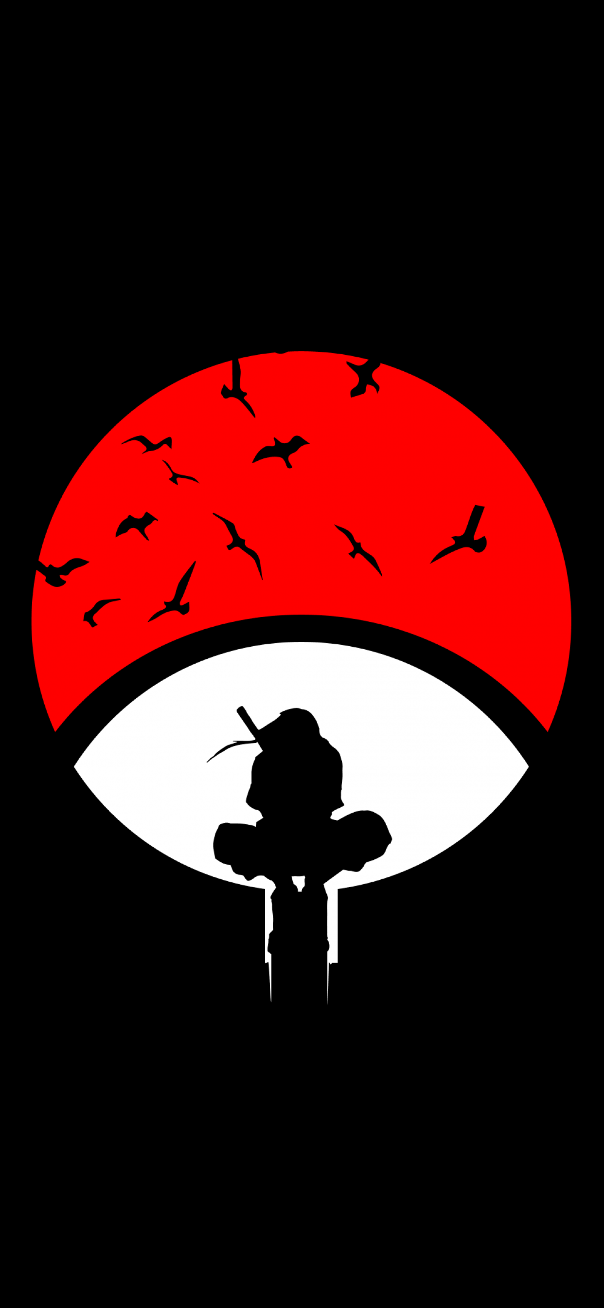 1242x2688 Itachi Uchiha Wallpaper 4K, Naruto, Black Background, Minimal Art, AMOLED, Black Dark