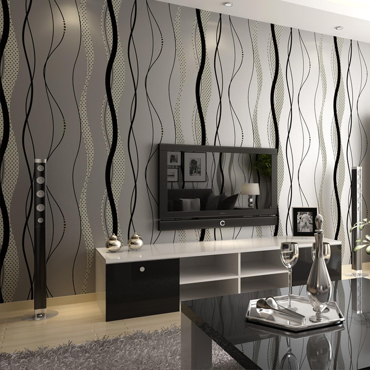 1200x1200 3D Non Woven Curve Stripe Wallpaper Roll Wall Sticker Home Decor Restaurant Living Room TV Background Bedroom Wall Coverings Luxury Wall Paper